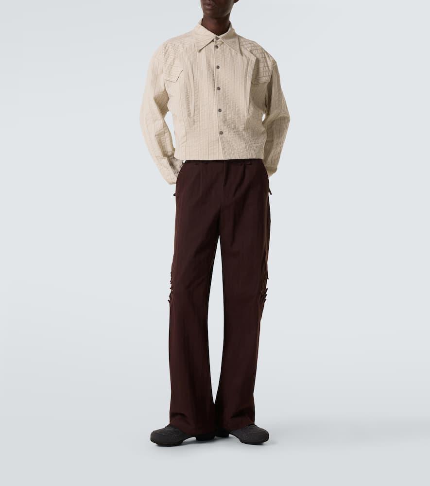 Kiko Kostadinov Kraner Striped Cropped Cotton Shirt in White for