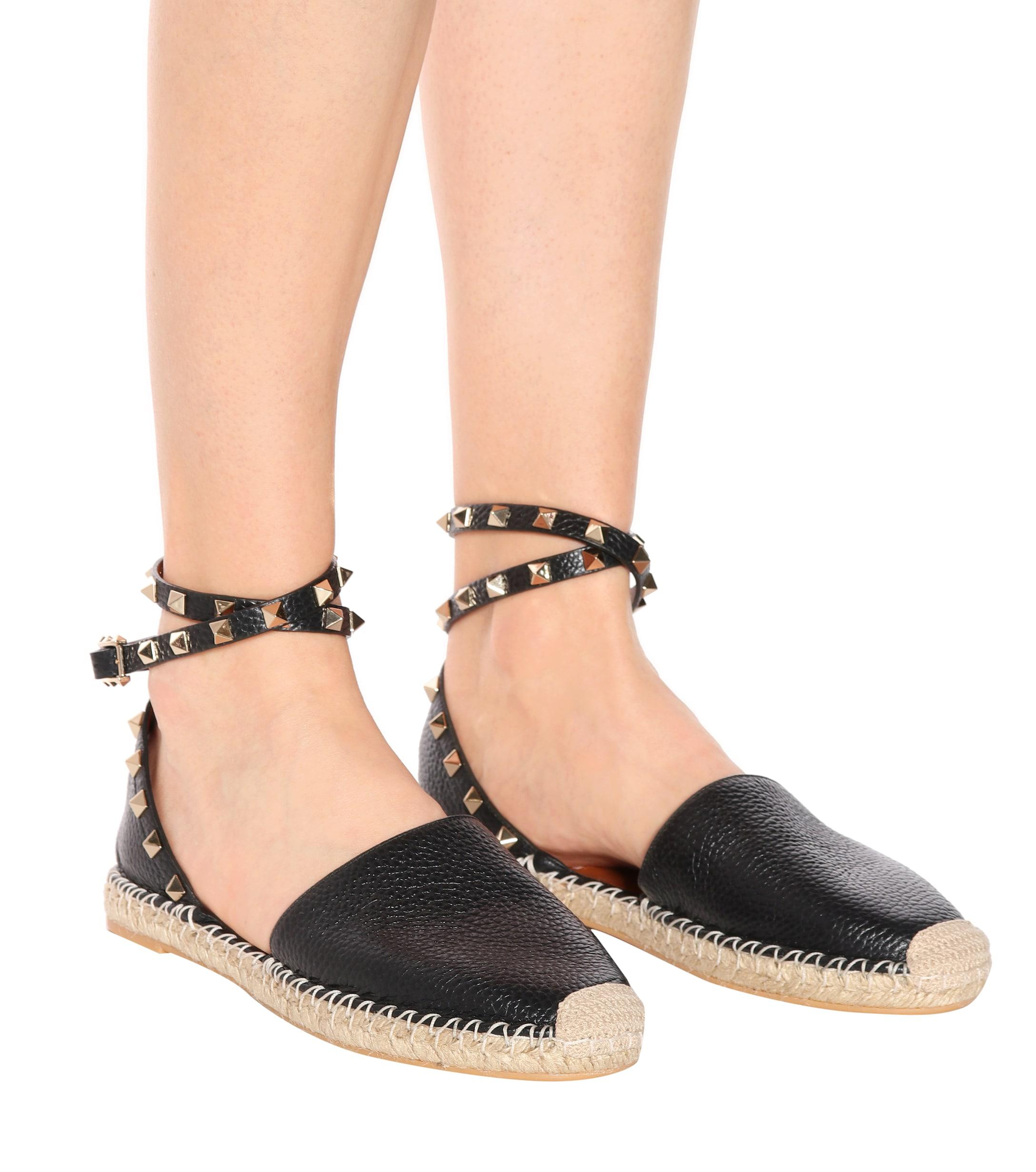 Valentino Rockstud Leather Espadrilles in Nero (Black) - Lyst