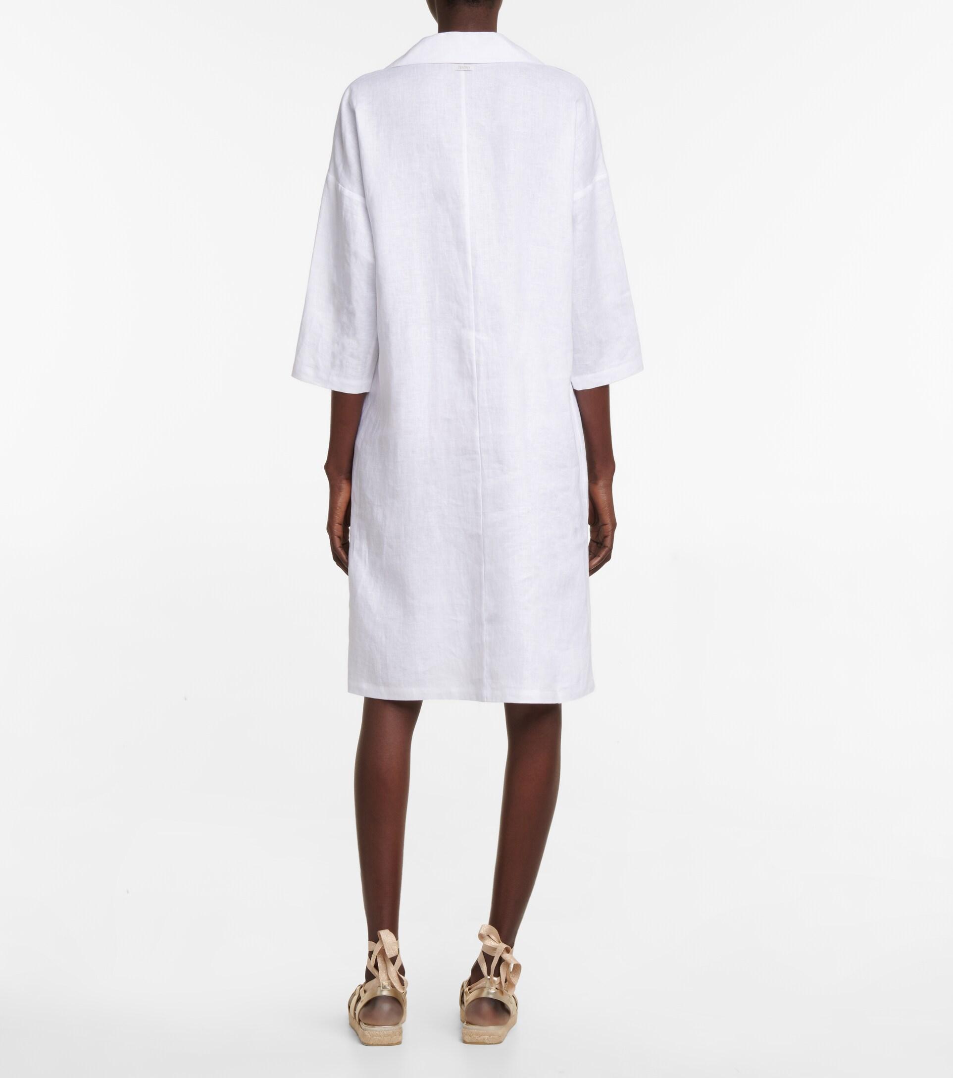 Max Mara Derris Linen Dress in White | Lyst