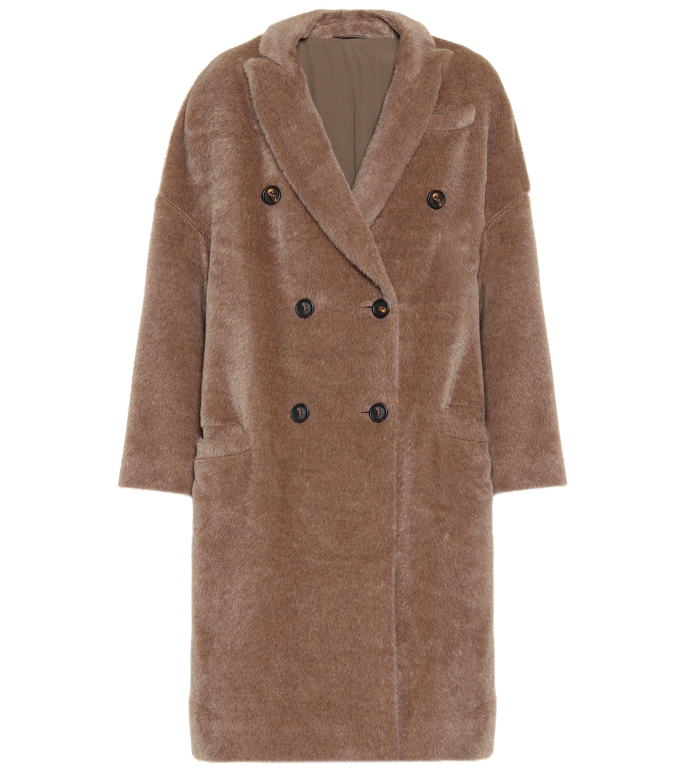 Brunello Cucinelli Alpaca And Wool Coat in Brown - Lyst