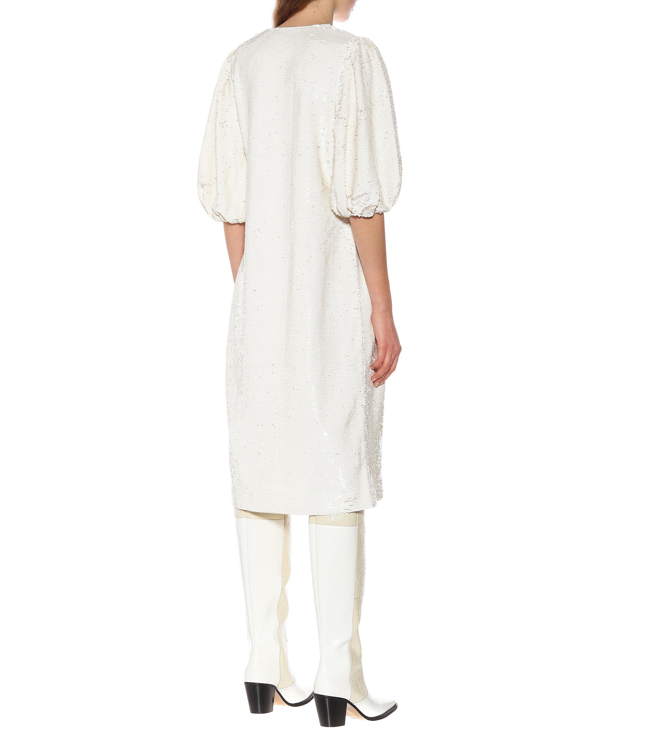 white ganni dress
