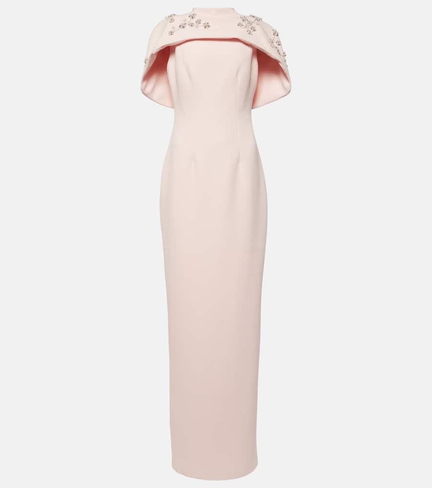 Safiyaa Embellished Caped Crepe Gown in Pink | Lyst
