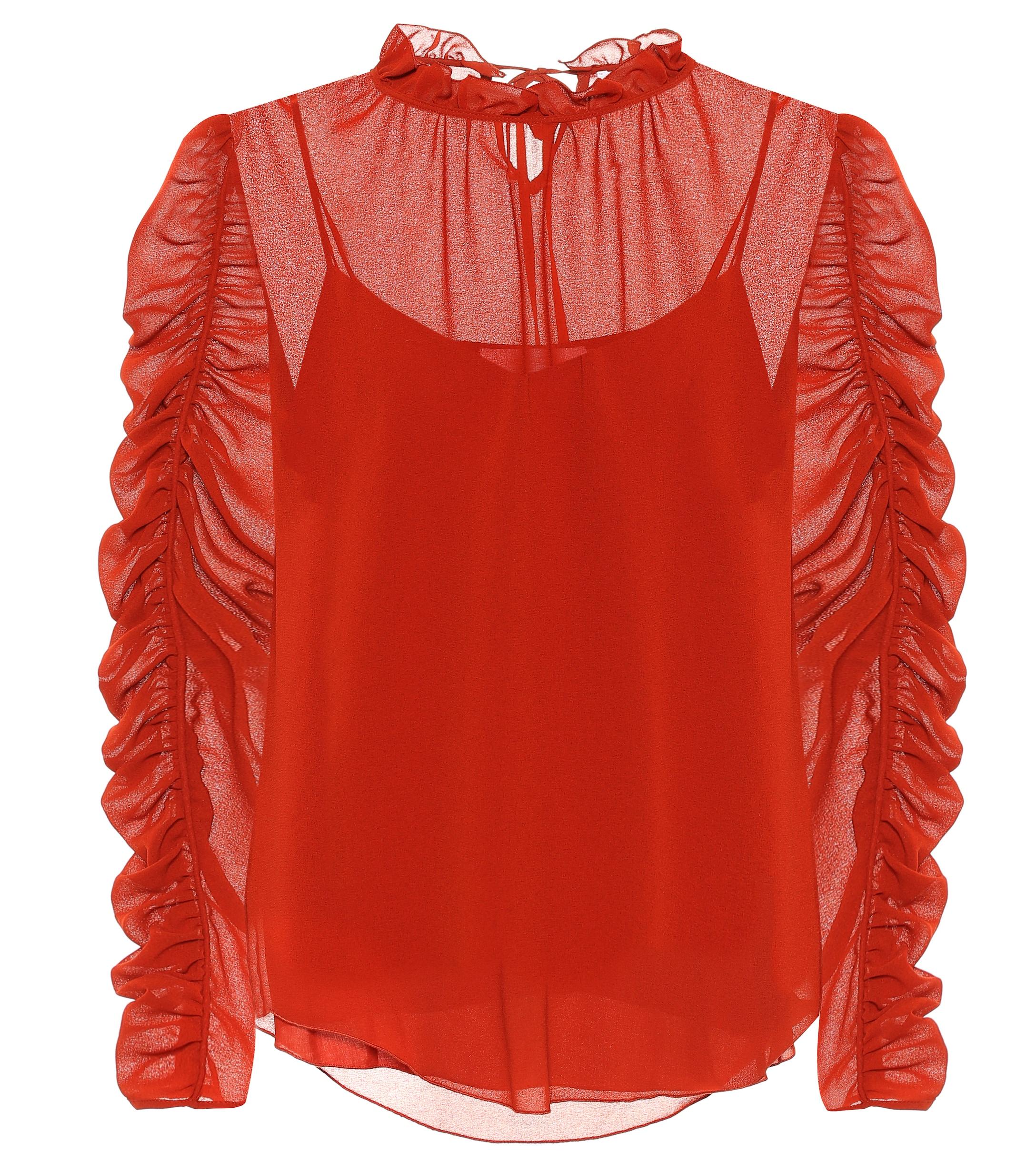 See By Chloé Crêpe Blouse in Red - Lyst