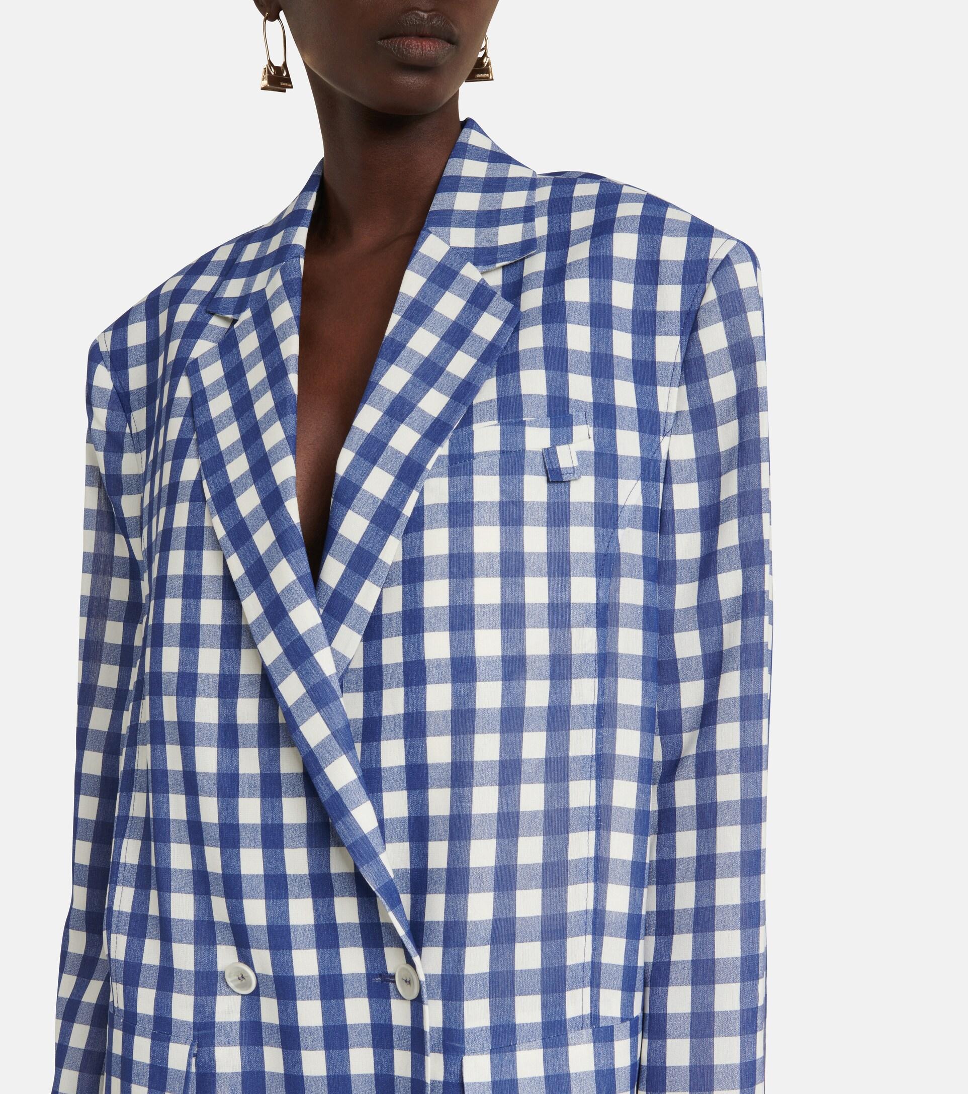 gingham check blazer