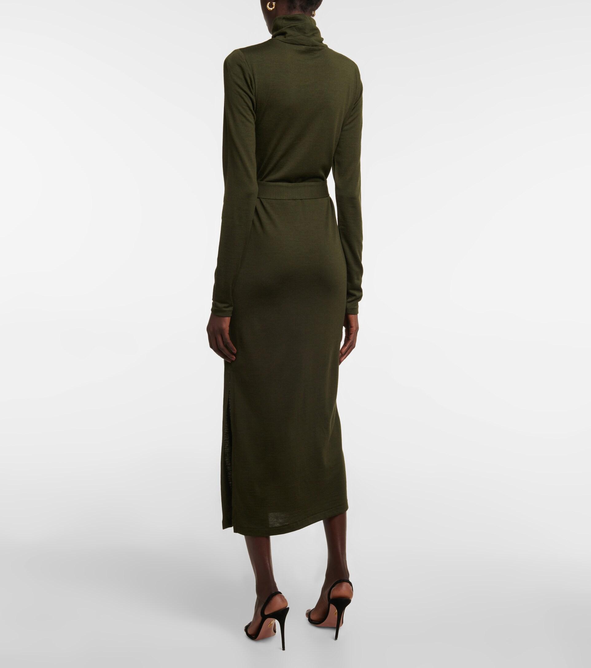 Polo Ralph Lauren Wool-blend Turtleneck Dress in Green | Lyst