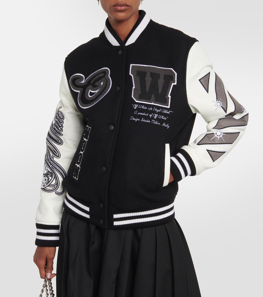 Off-White c/o Virgil Abloh College Wool-blend Varsity Jacket in Black | Lyst