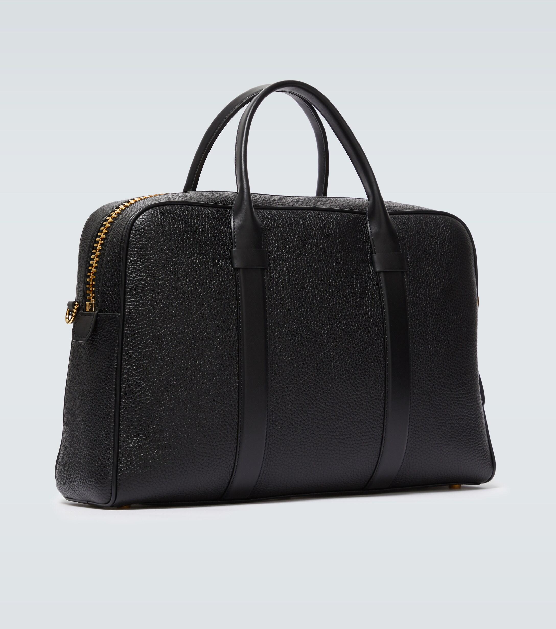 Tom Ford Buckley Leather Briefcase in Black for Men - Lyst