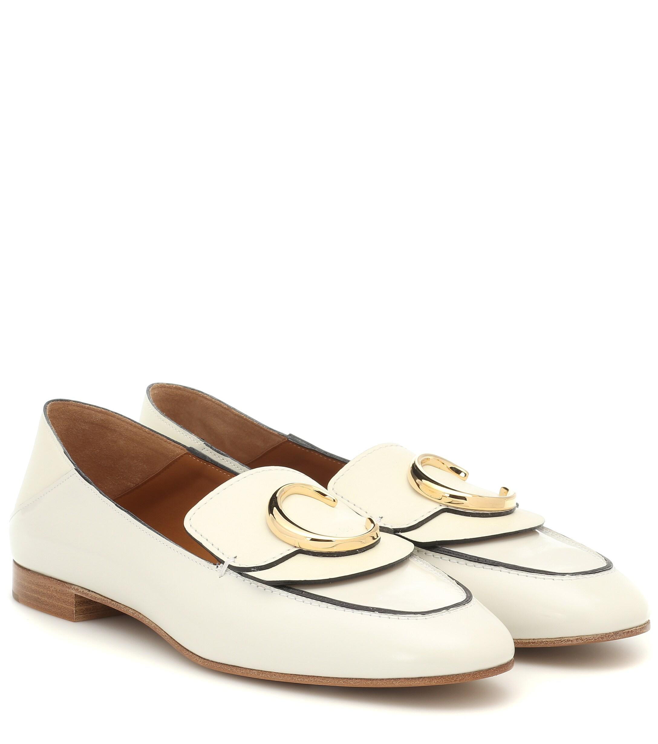 Chloé C Leather Loafers in White - Lyst
