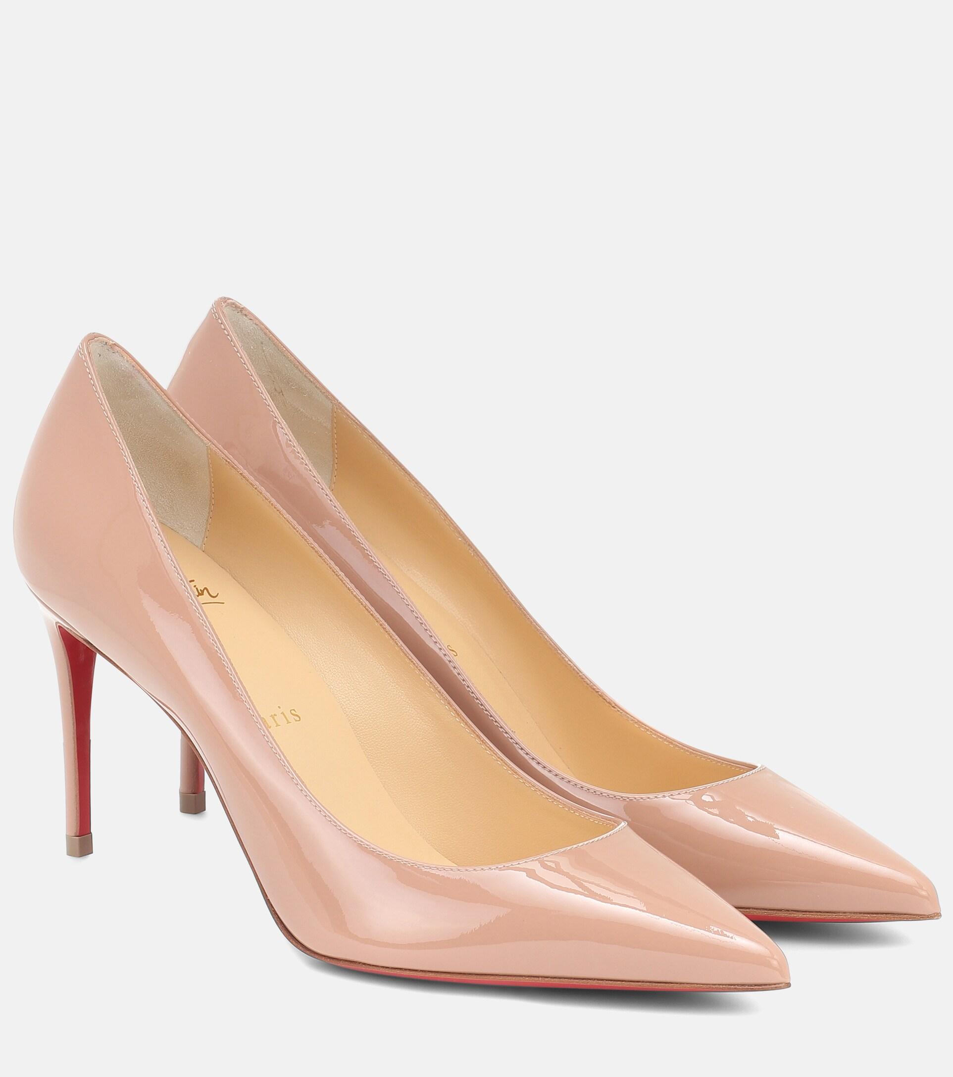 Christian Louboutin Kate 85 Patent Leather Pumps in Natural | Lyst