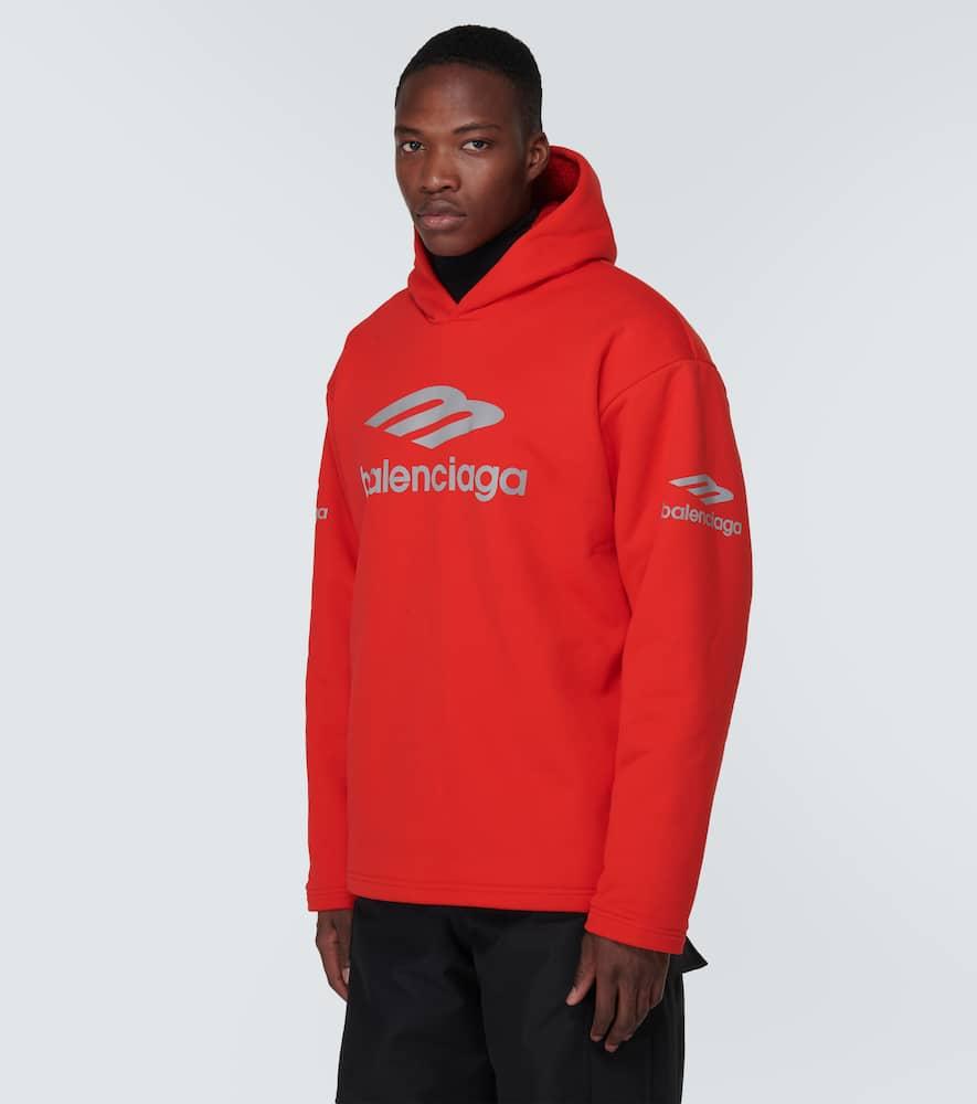 Balenciaga 3B Sports Icon Cotton Fleece Hoodie in Red for Men Lyst