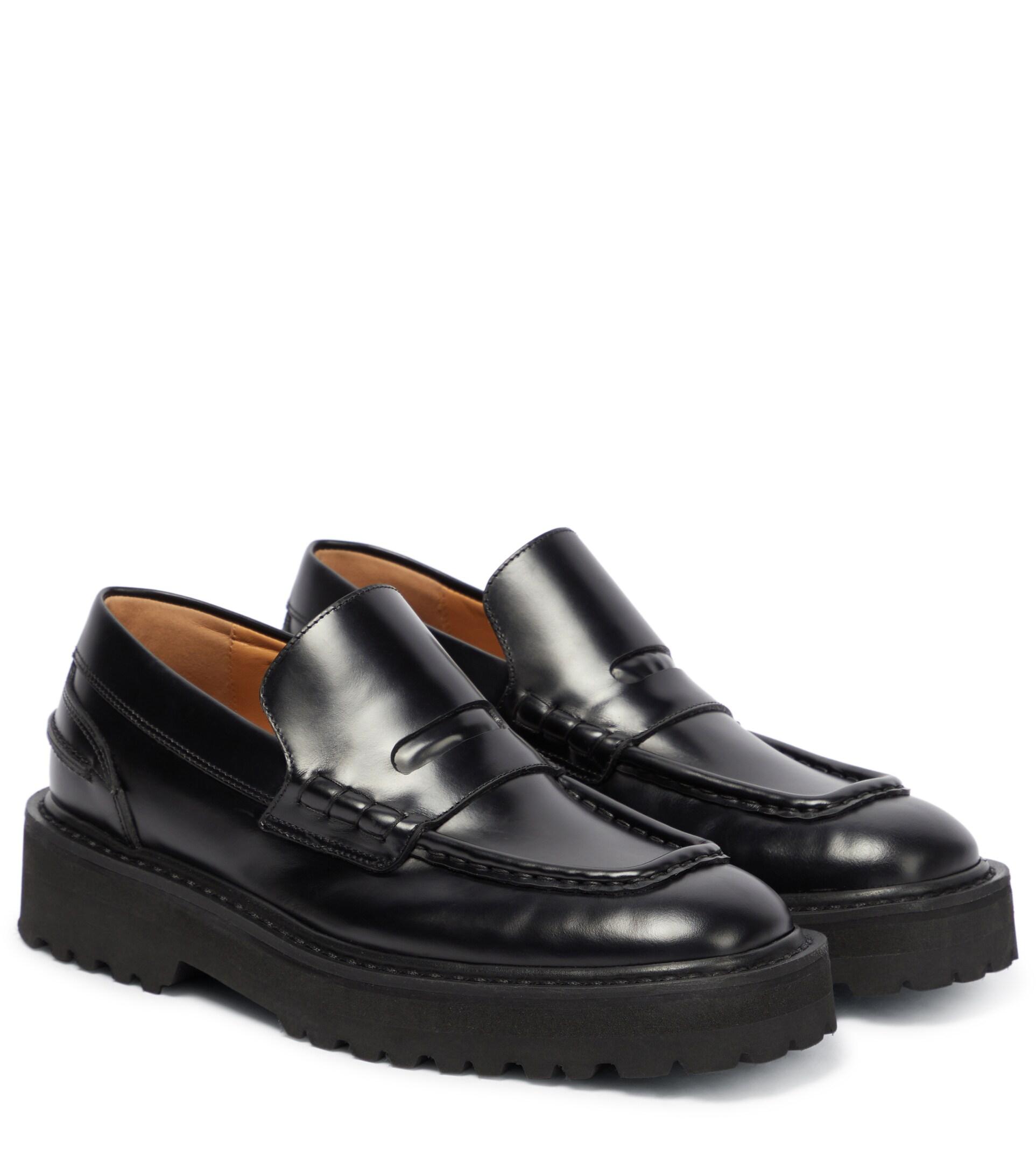 Dries Van Noten Leather Penny Loafers in Black | Lyst