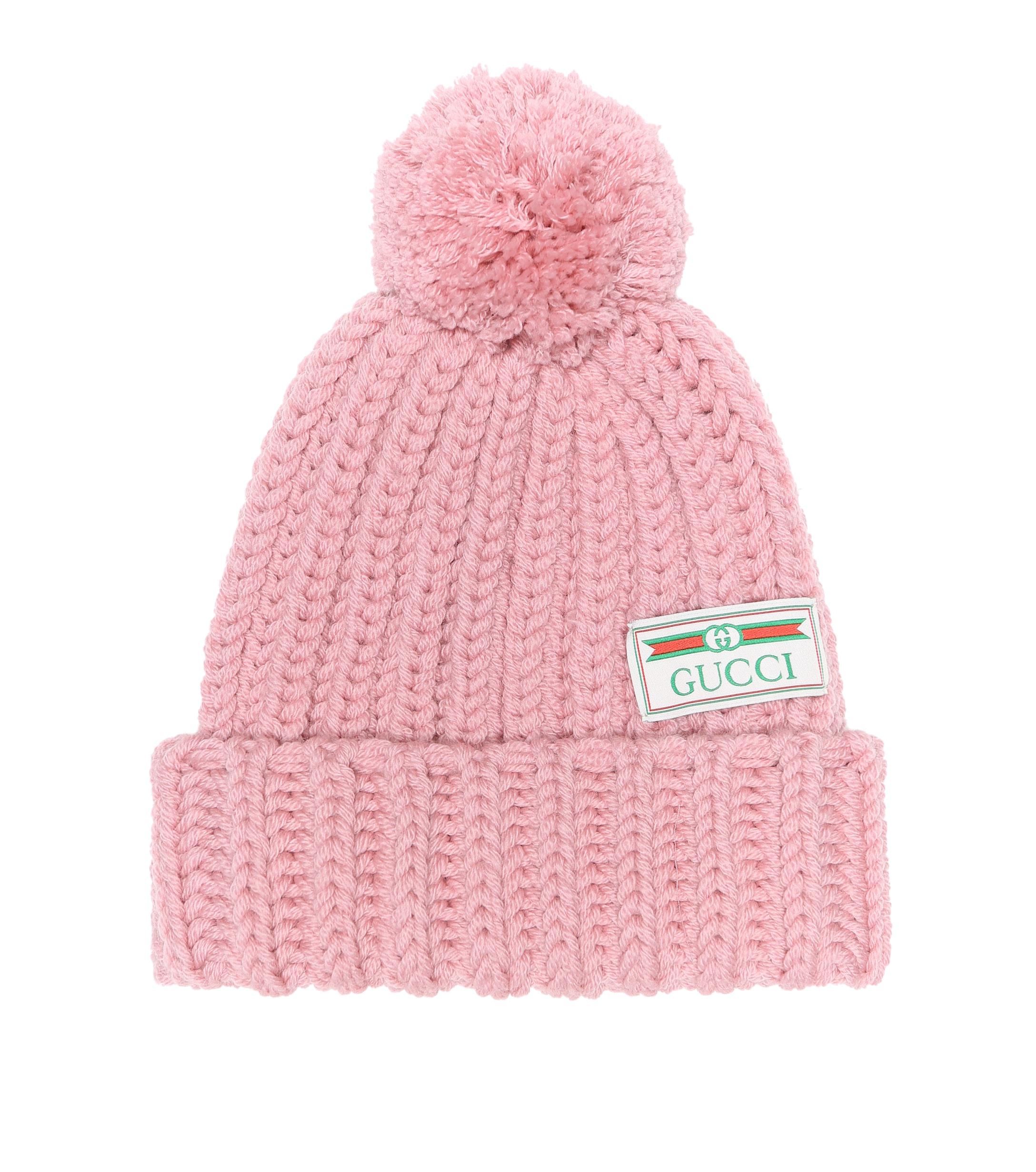 Gucci Wool-knit Pom-pom Beanie Hat in Baby Pink (Pink) - Save 51% - Lyst
