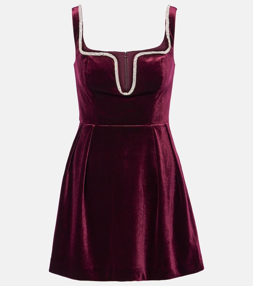 Self-Portrait Velvet Minidress in Red | Lyst UK