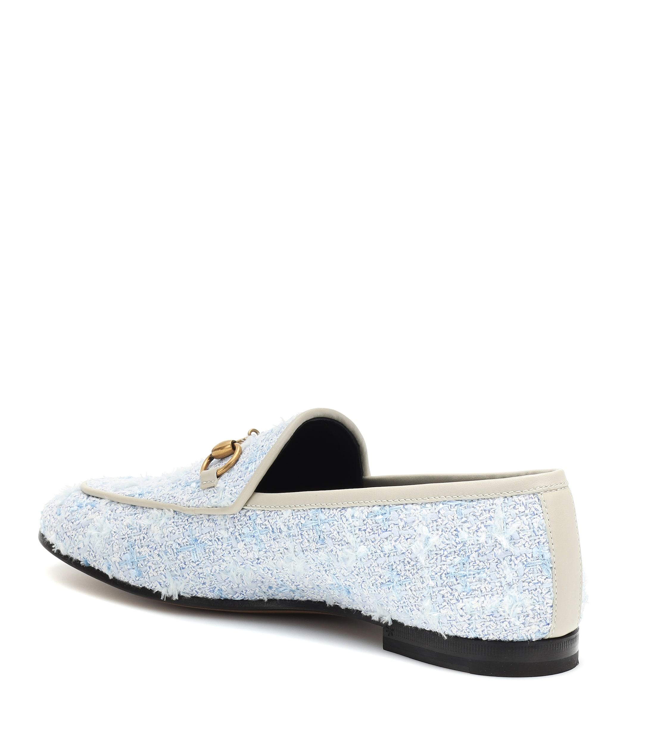 Gucci Jordaan Tweed Loafers in Blue | Lyst
