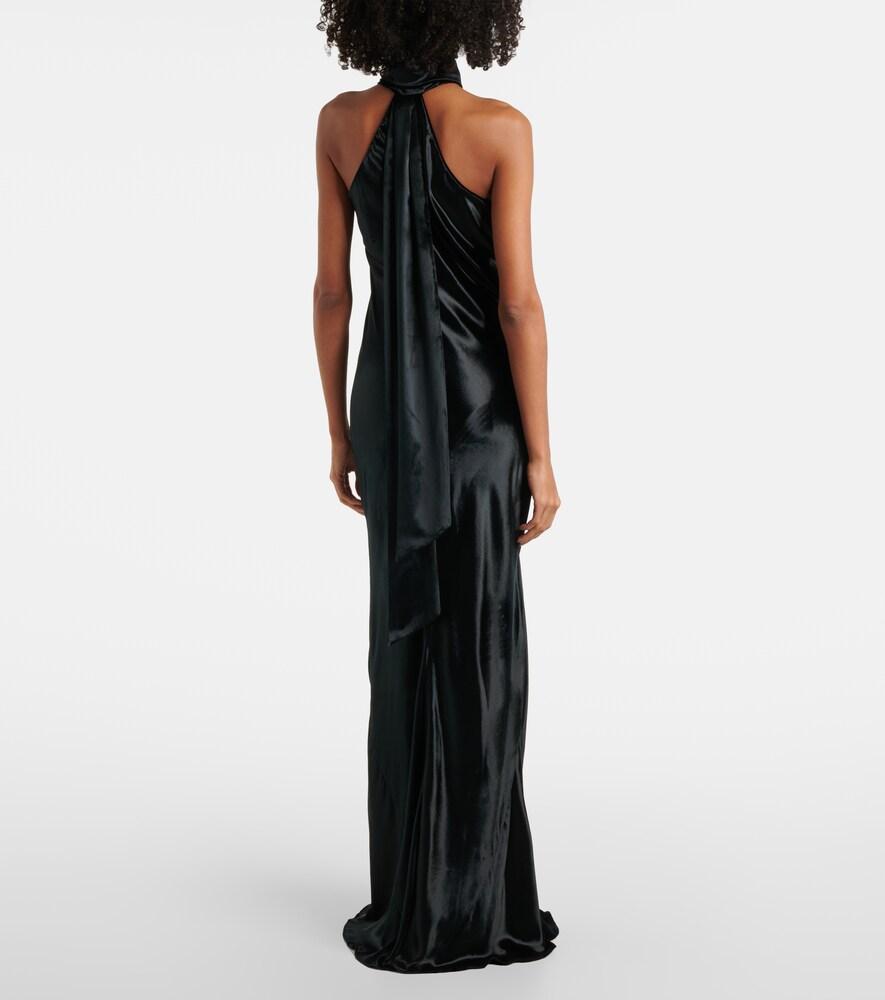 galvan satin tie halter neck dress Sienna satin halterneck gown - gold