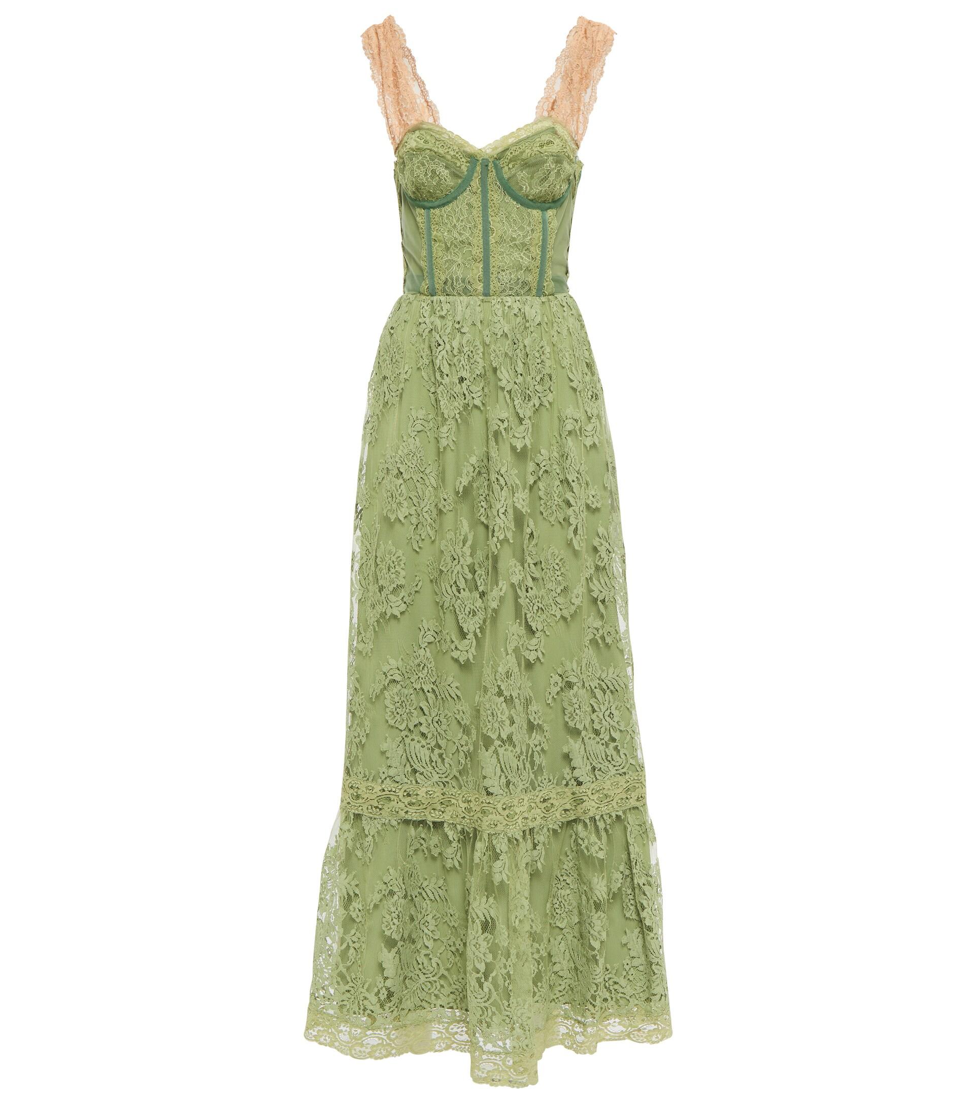 Gucci Floral Lace Gown in Green | Lyst
