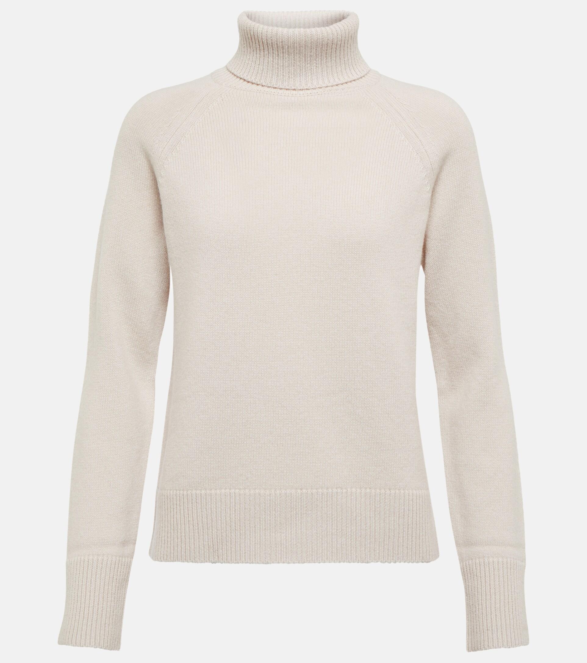 Max Mara Nadar Wool And Cashmere Turtleneck Sweater in White | Lyst