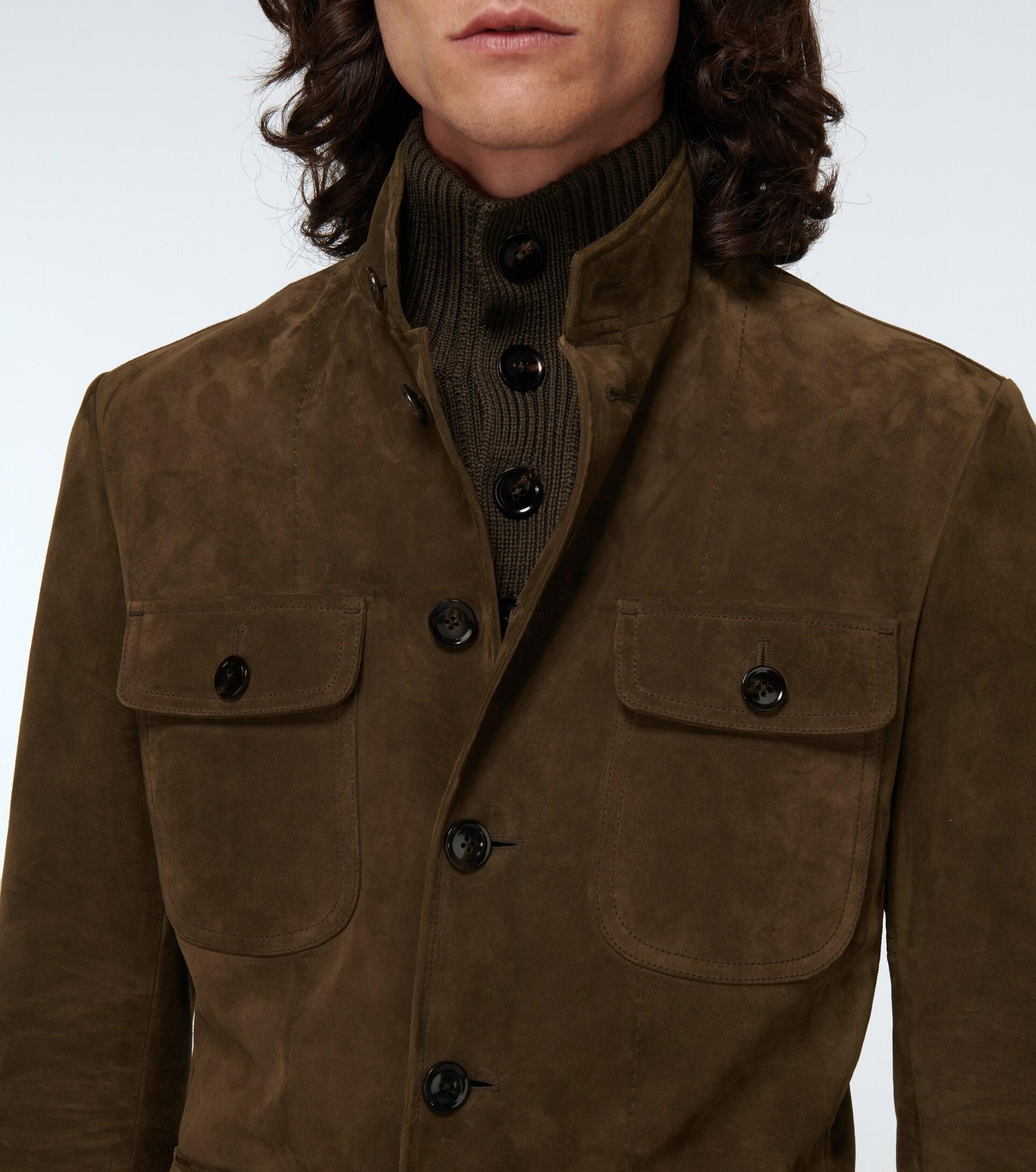 Tom Ford Suede Military Jacket in Brown 