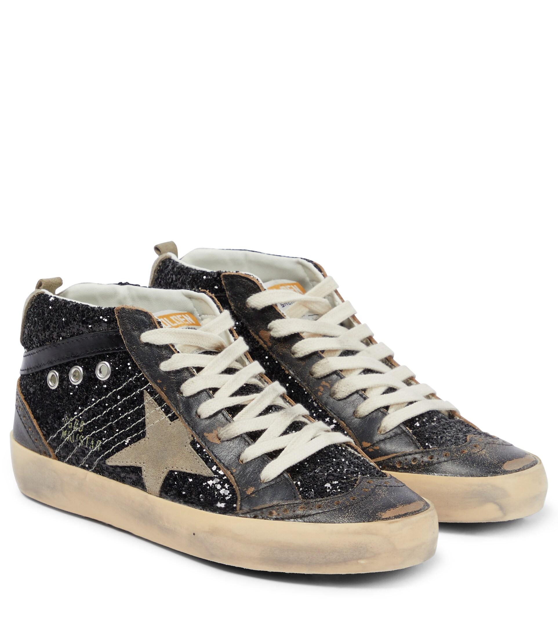 Golden Goose Mid Star Glitter Sneakers in Black Lyst