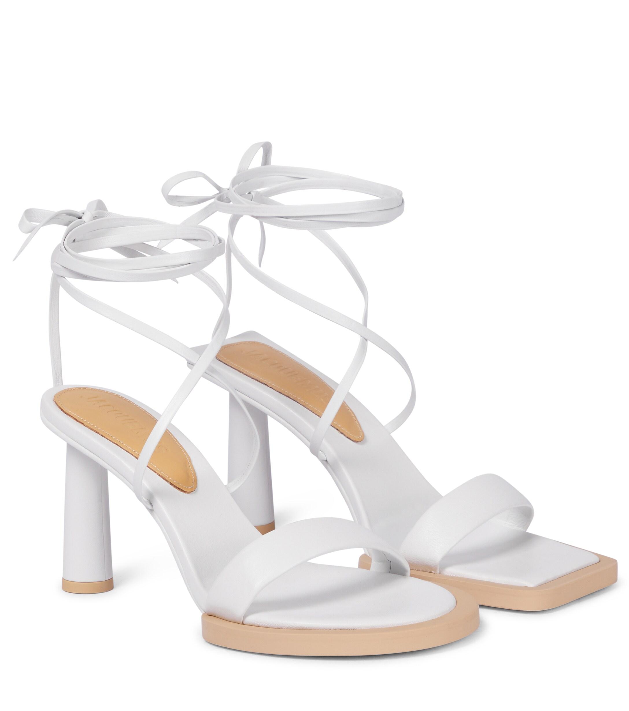 Jacquemus Les Carrés Ronds Leather Sandals in White | Lyst