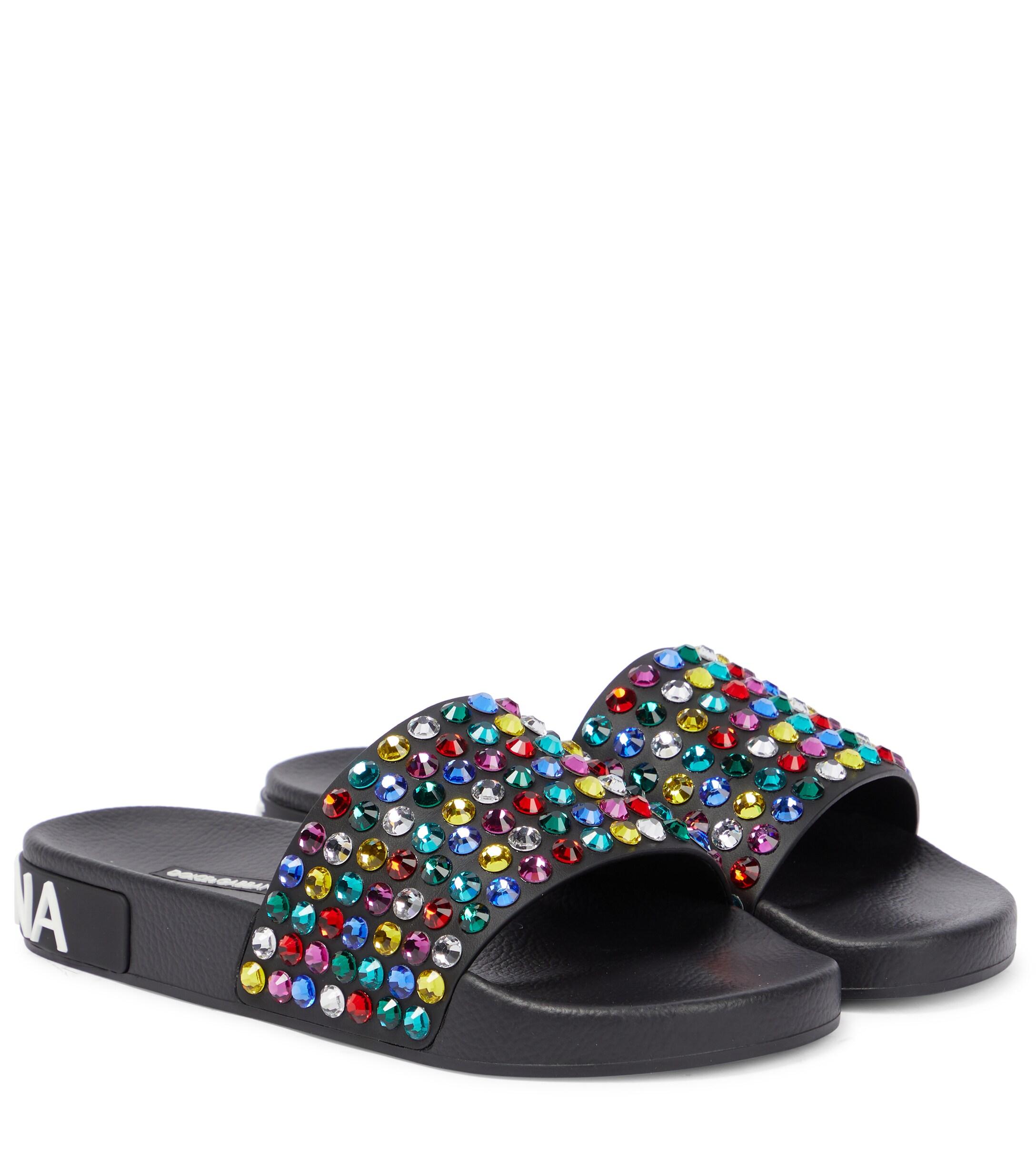 Damen Schuhe Flache Schuhe Dolce & Gabbana Pantoletten aus Gummi in Schwarz 
