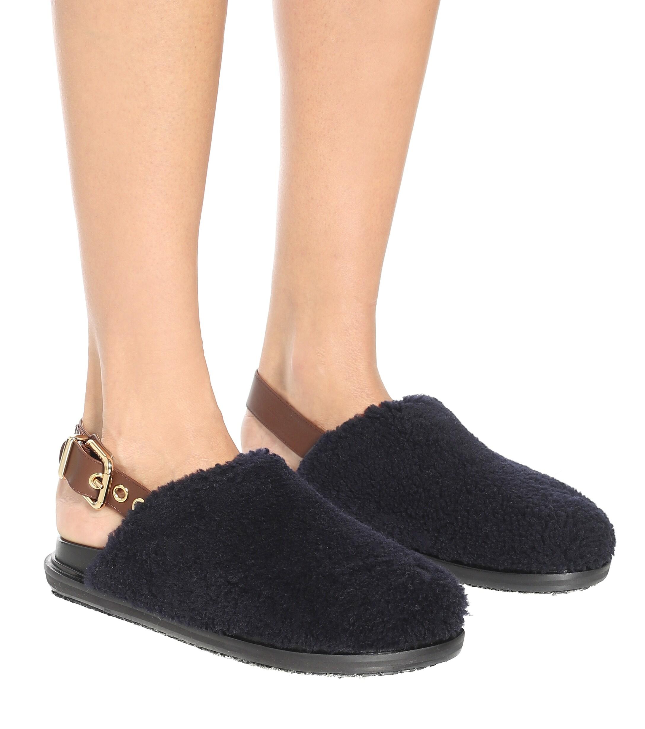 Marni Fur Fussbett Shearling Slippers in Blue - Save 2% - Lyst