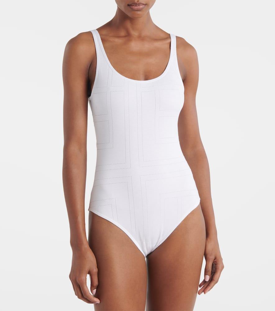 SS25【TOTEME】One Piece Monogram Swimsuit Scoop Neckline Monogram swimsuit beige – TOTEME