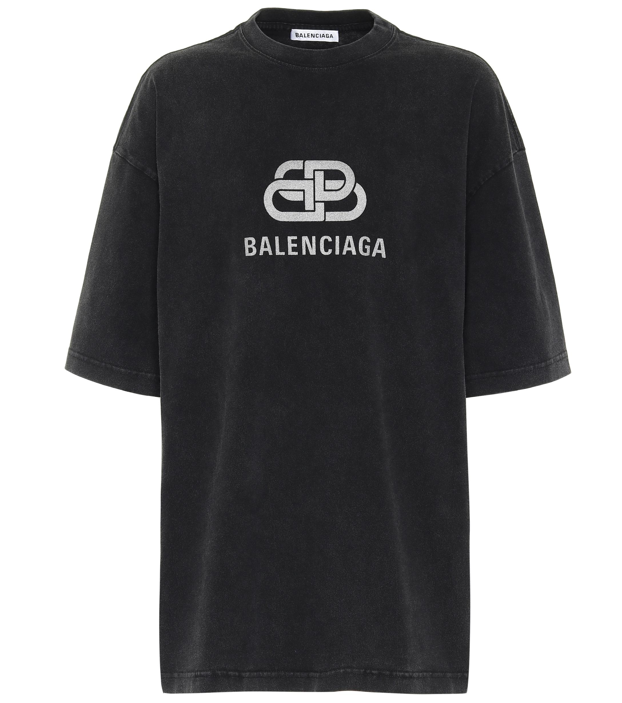 Balenciaga Logo Cotton T-shirt in Black - Lyst