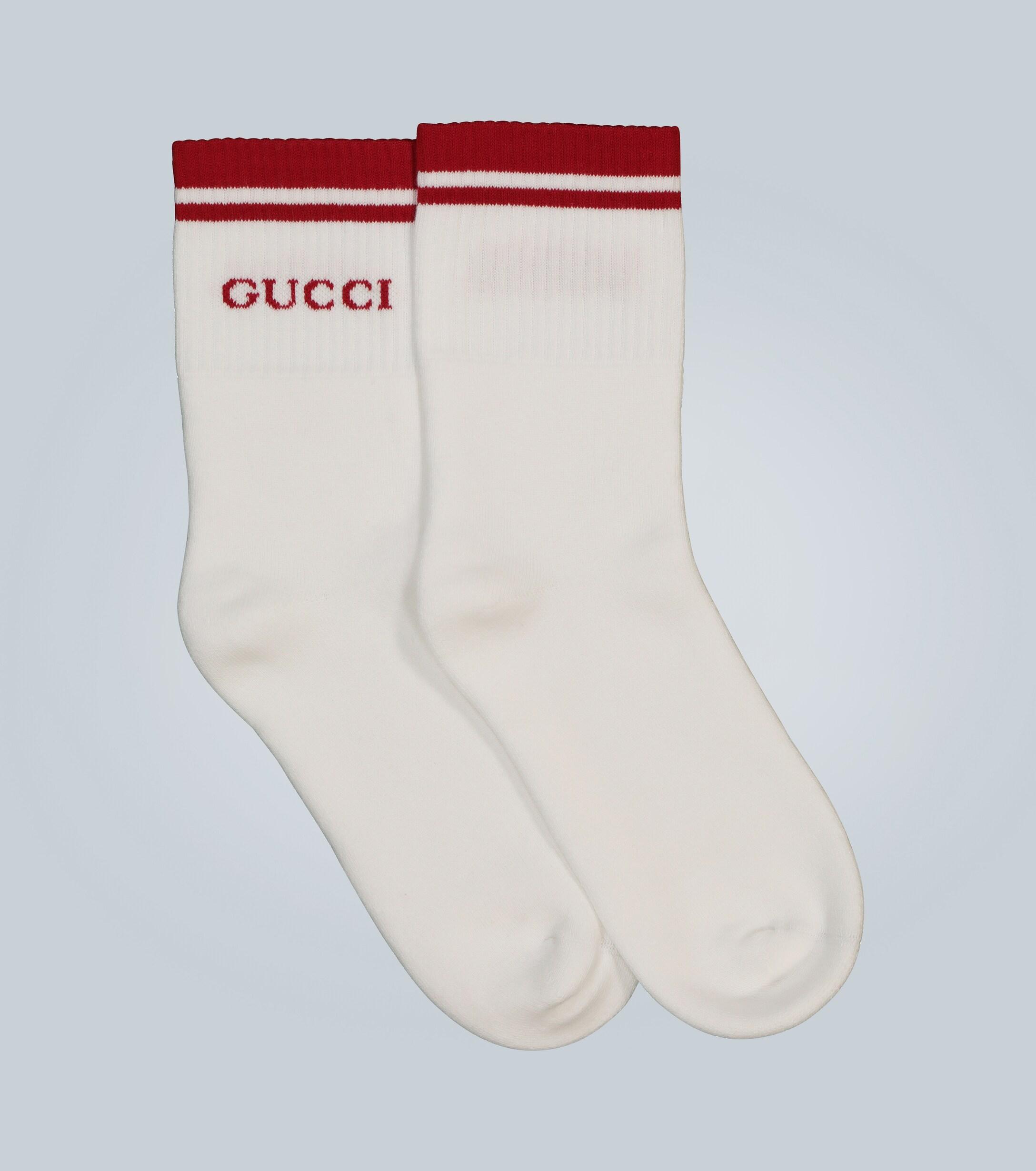 Gucci Short Cotton Stretch Socks in White for Men Lyst
