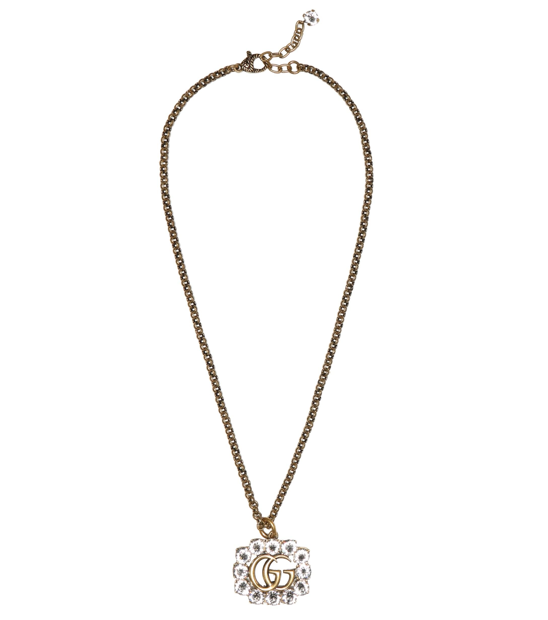 Gucci Gg Marmont Crystal Necklace in Metallic | Lyst