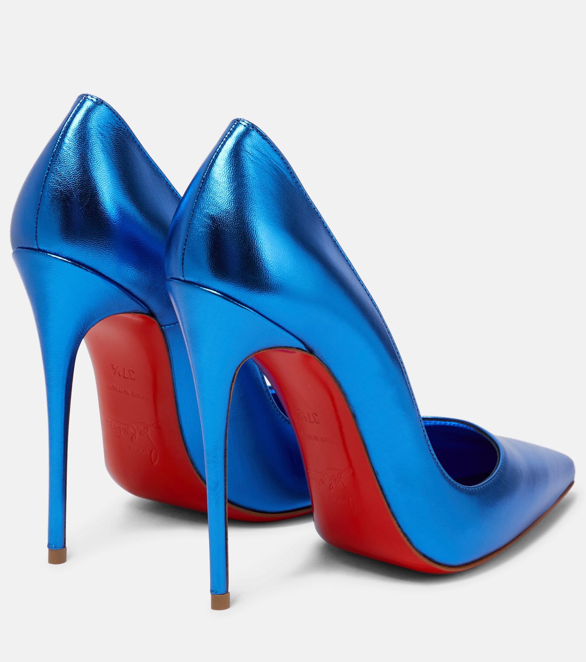 Christian Louboutin So Kate 120 Metallic Leather Pumps in Blue |