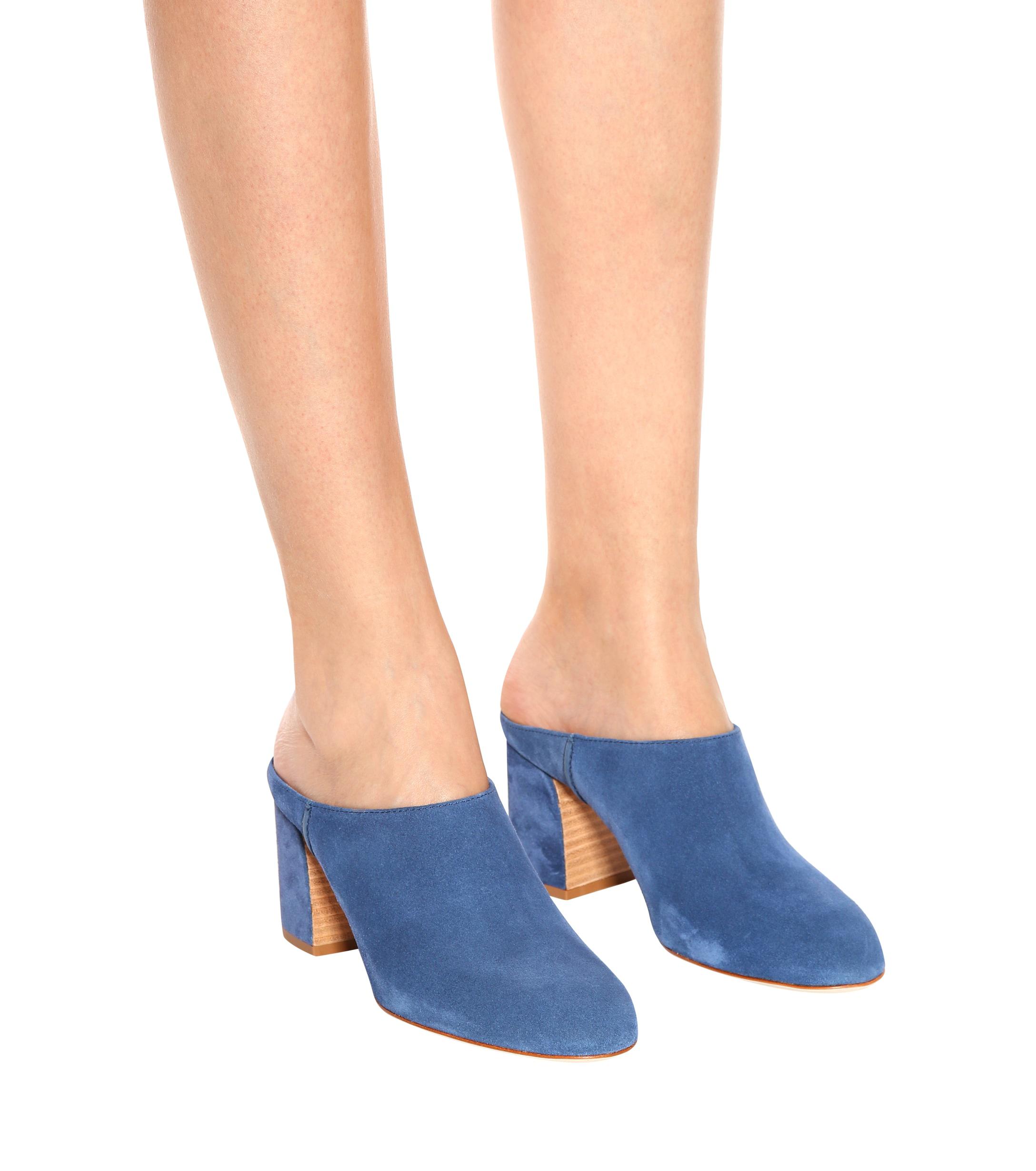 Tod's Suede Mules in Blue - Lyst