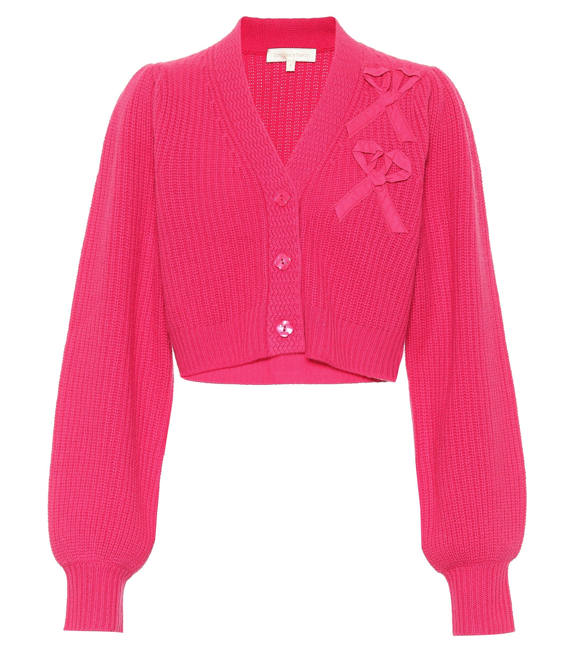 LoveShackFancy Avignon Cropped Cashmere Cardigan in Pink - Lyst