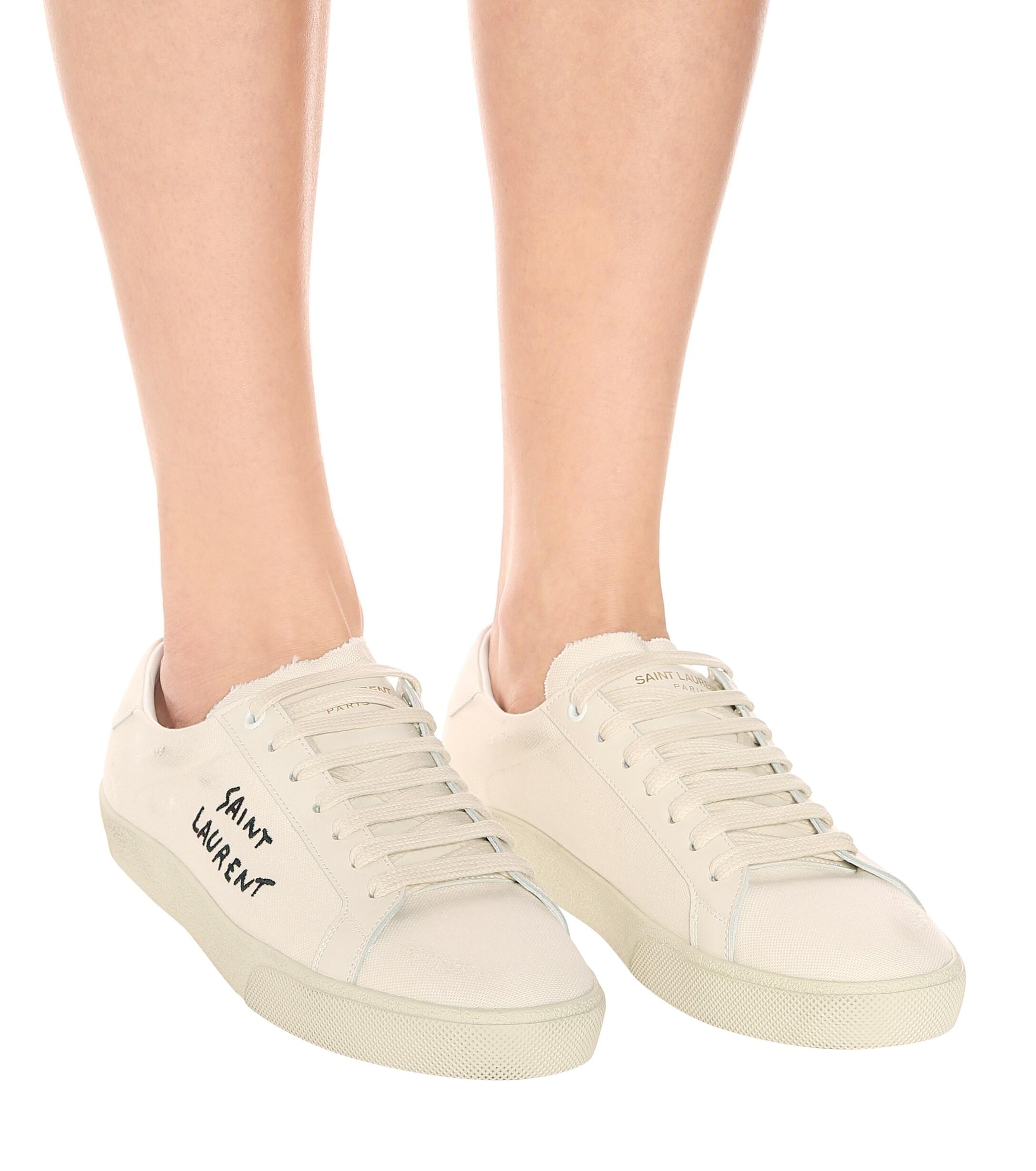 Saint Laurent Canvas Court Classic Sl/06 Embroidered Sneakers In Fabric And  Leather - Lyst