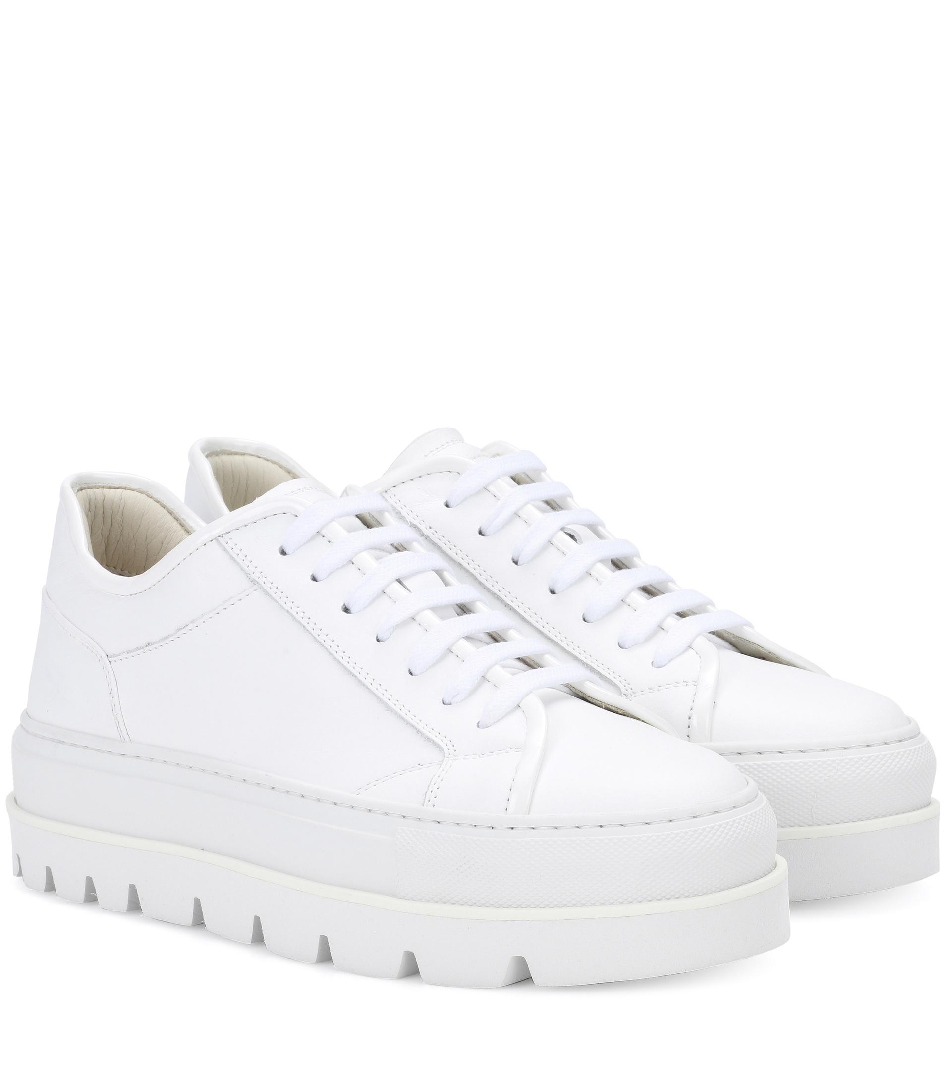 MM6 by Maison Martin Margiela Leather Platform Sneakers in White - Lyst