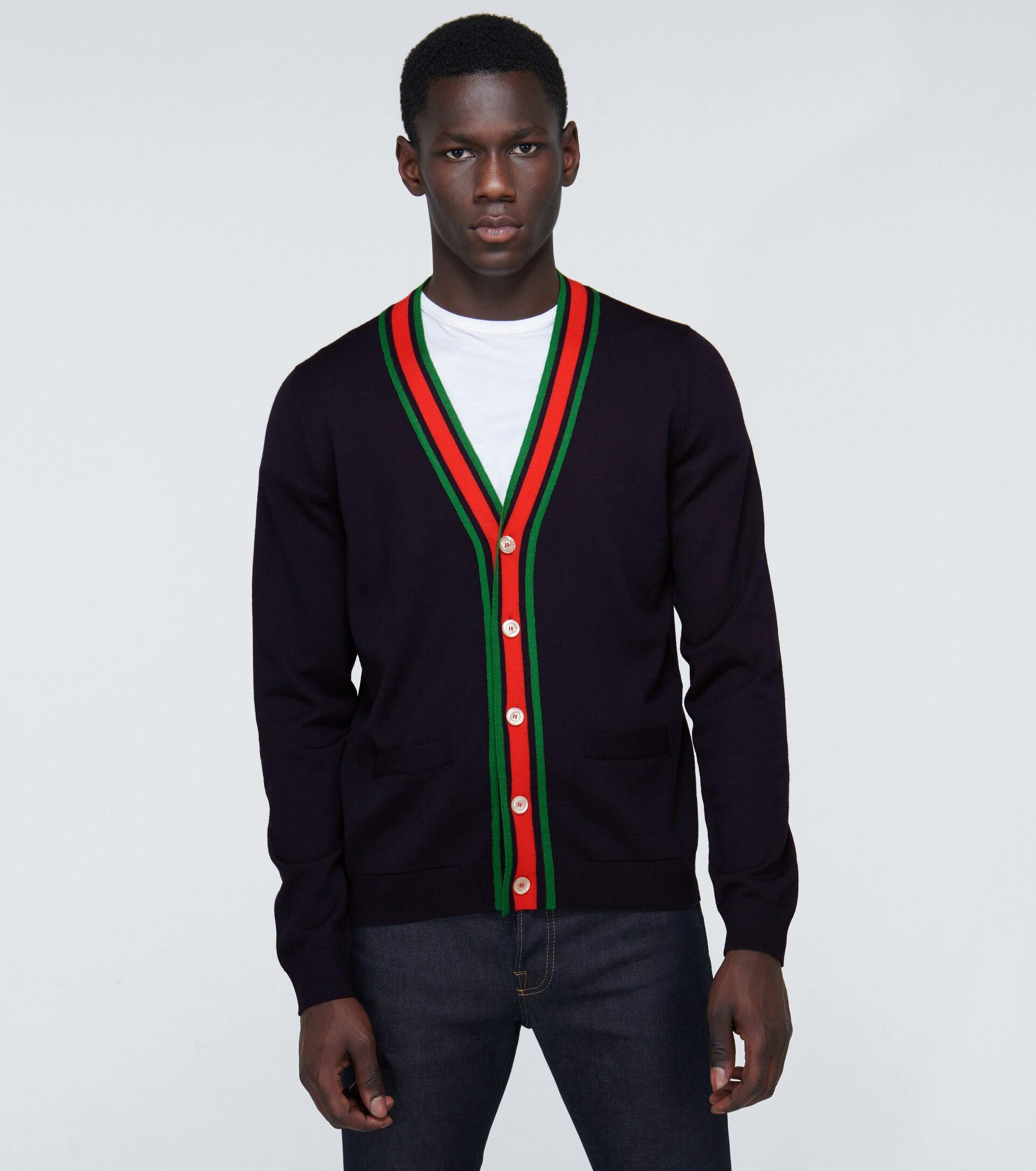 Gucci Knitted Wool Cardigan in Navy 