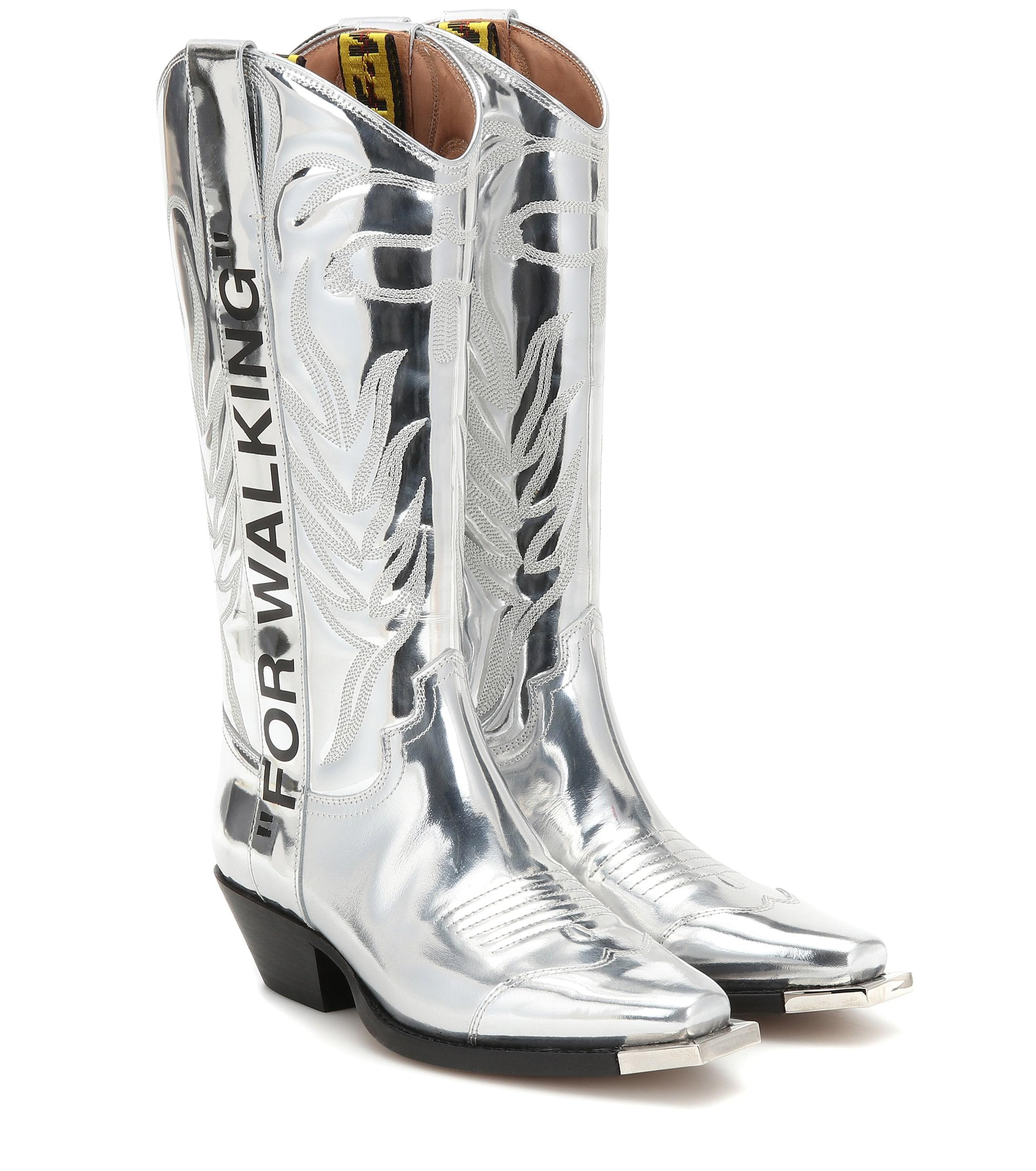 Off-White c/o Virgil Abloh For Walking Metallic Leather Boots - Save 32 ...