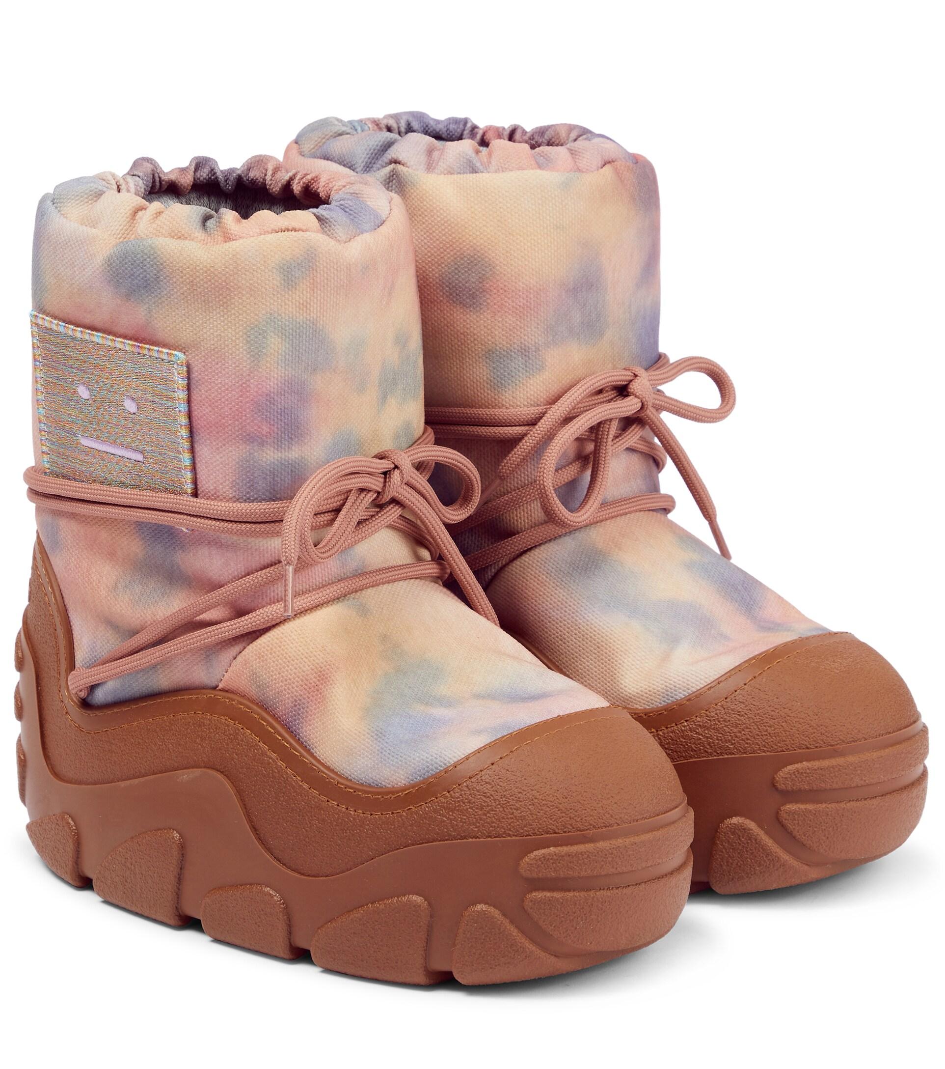 Acne Studios Face Printed Snow Boots in Pink | Lyst