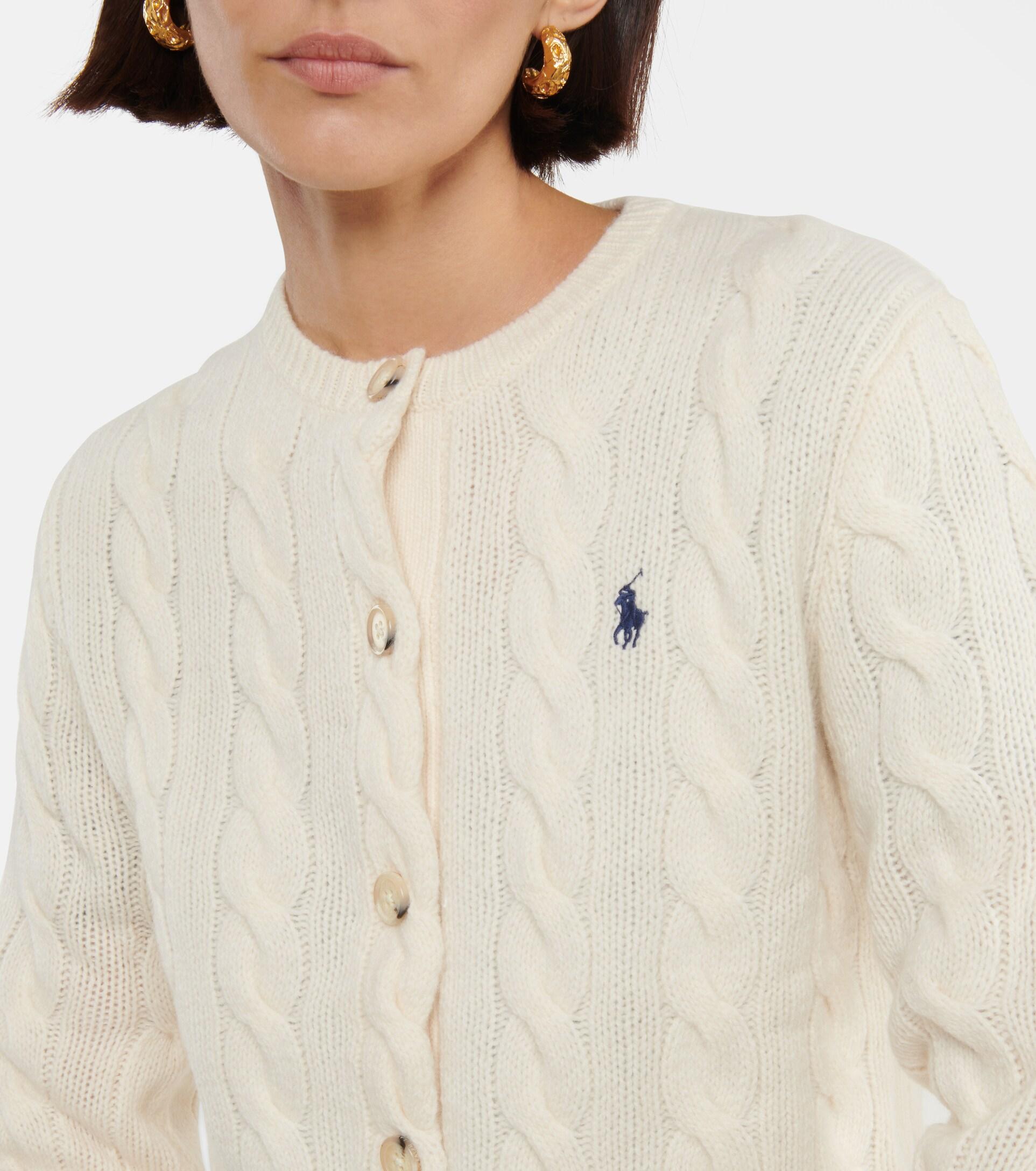 Polo Ralph Lauren Cable-knit Wool And Cashmere Cardigan in White | Lyst