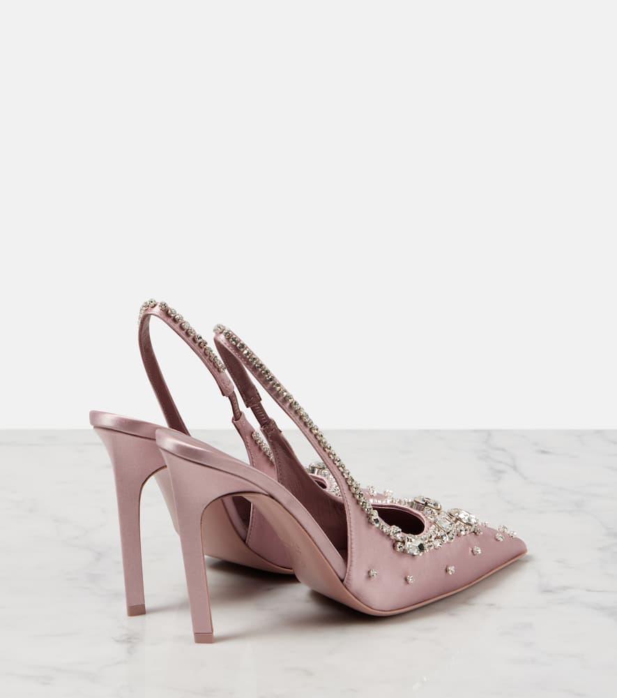 Gucci Crystal-Embellished Satin Slingback Pumps in Pink | Lyst