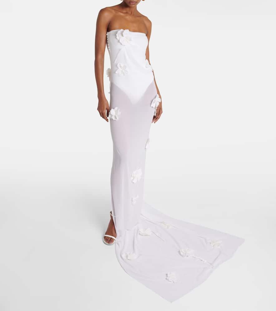 Jacquemus Embroidered Silk-Blend Mousseline Maxi Dress in