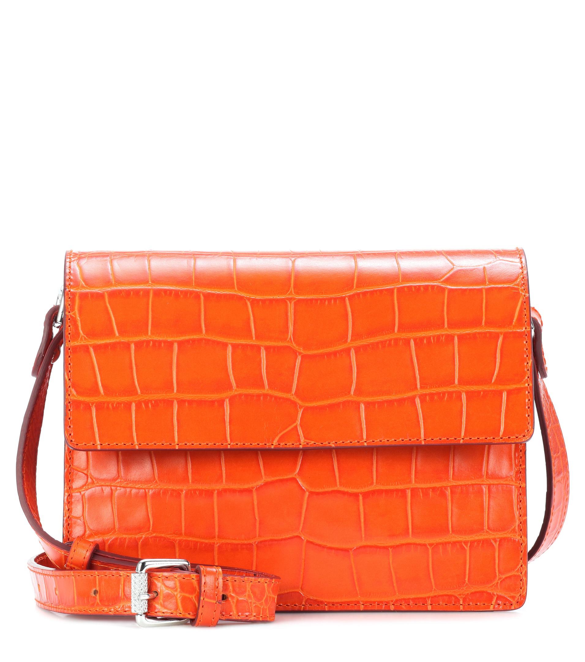 Ganni Embossed Leather Shoulder Bag in Orange - Lyst
