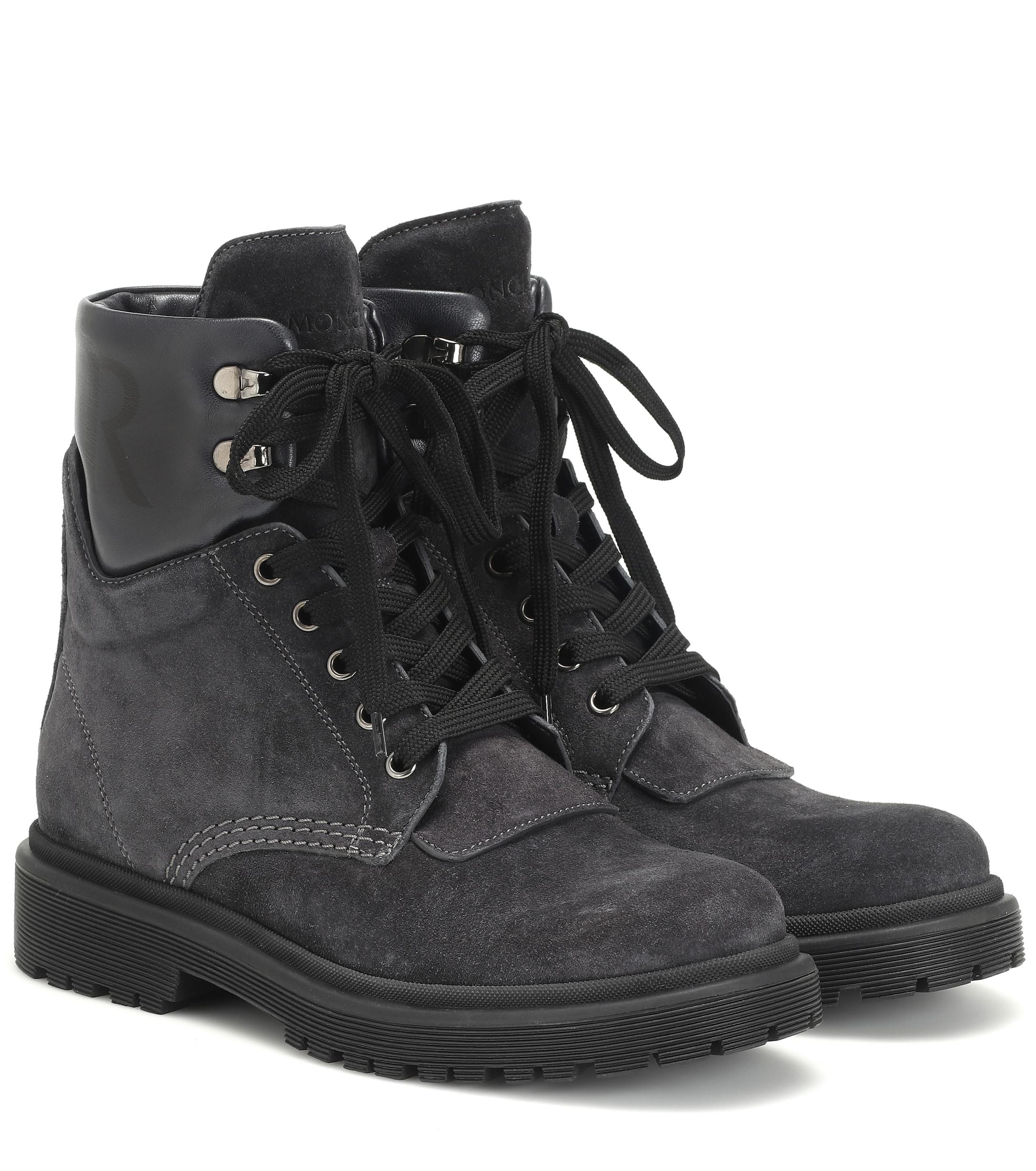 Moncler Patty Suede Ankle Boots in Grey (Gray) - Lyst