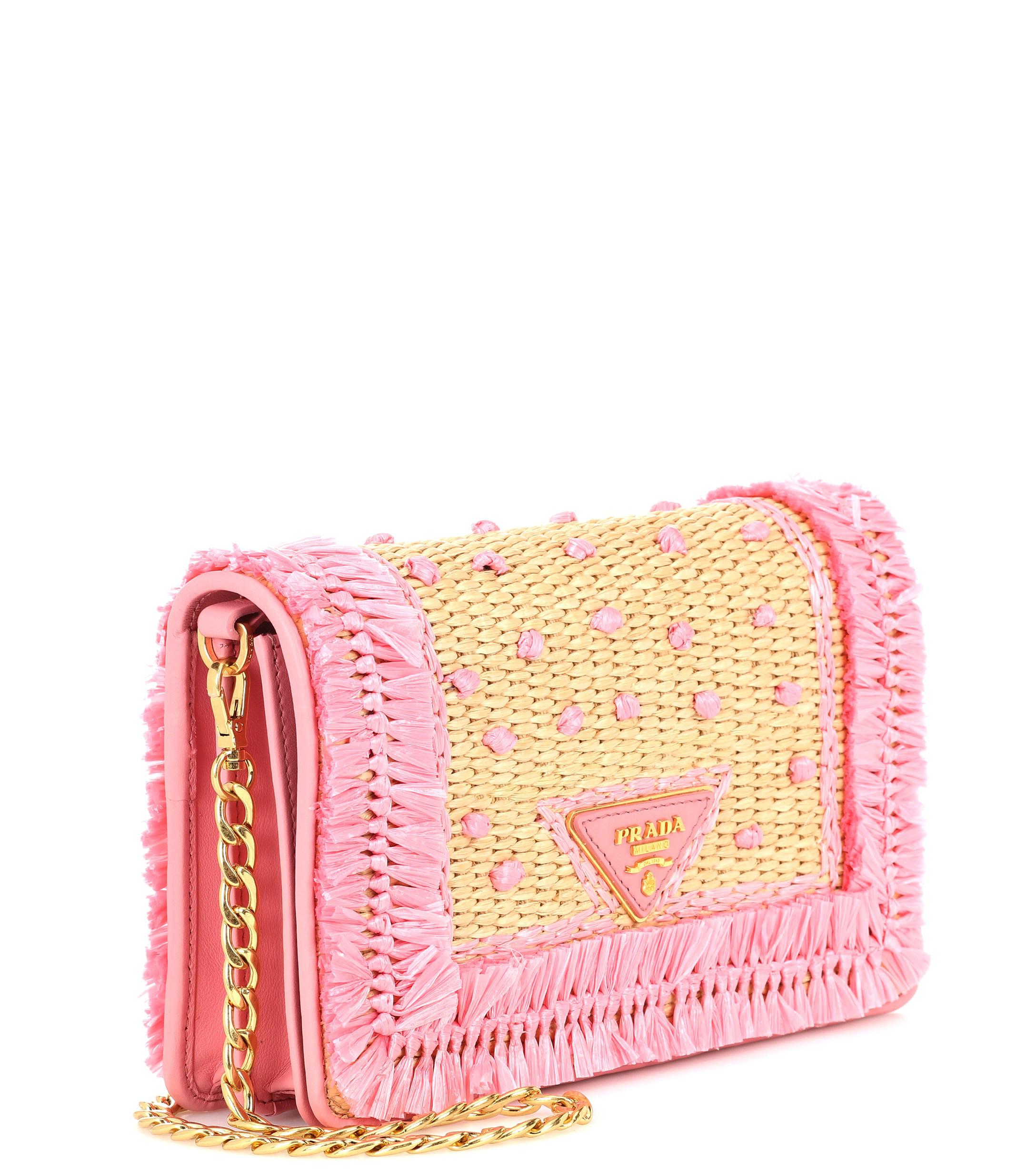 Prada Pink Gathered Leather Chain Shoulder Bag Prada