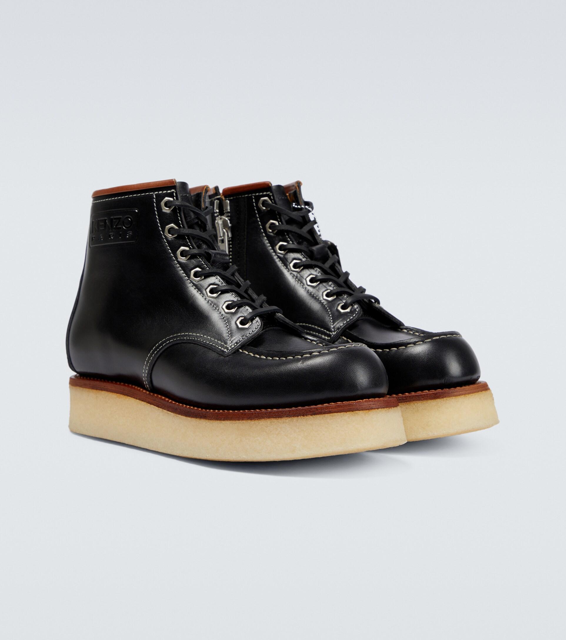 KENZO Yama Leather Ankle Boots in Black for Men | Lyst
