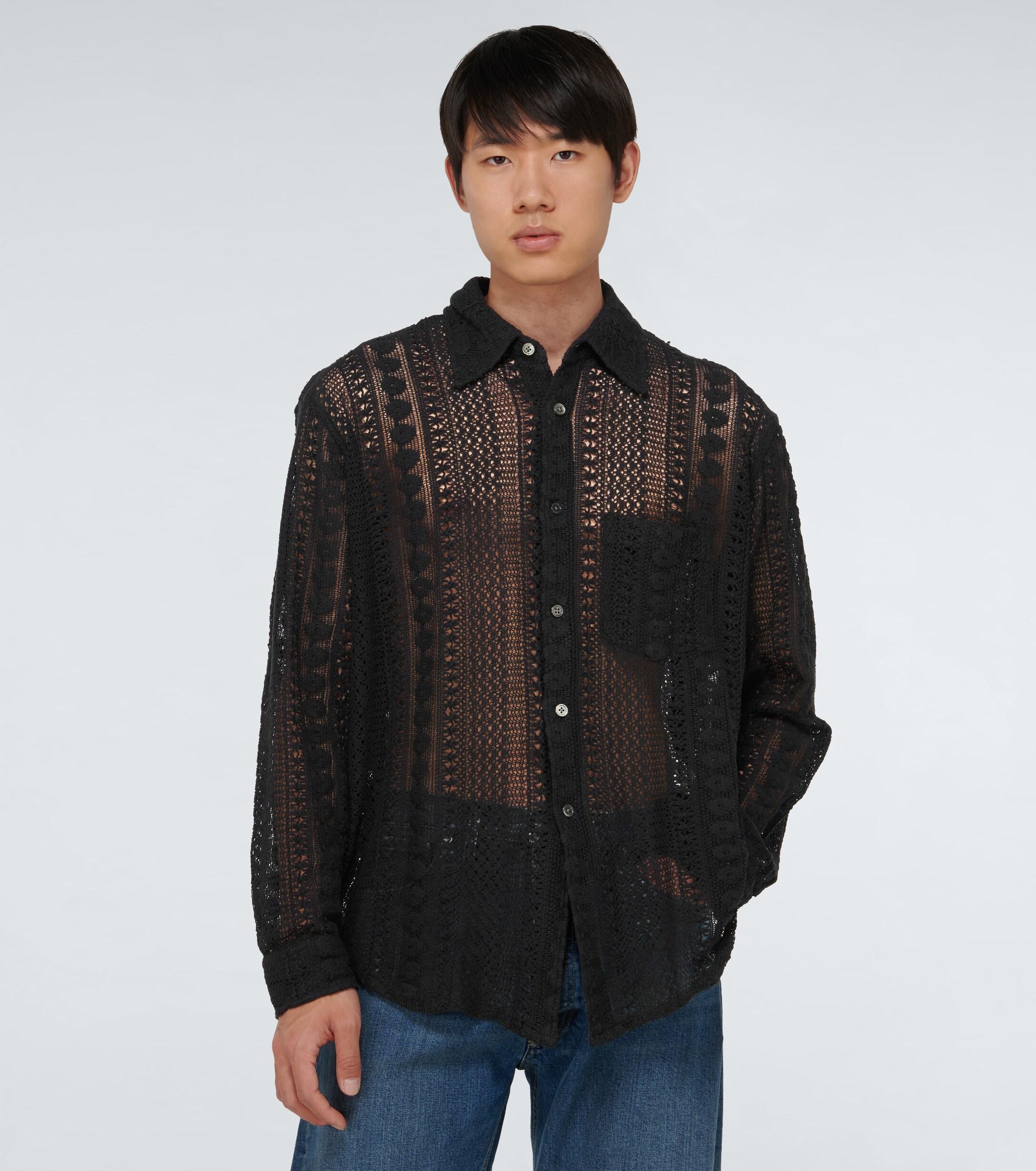 Our Legacy Coco Crocheted Shirt in Black for Men | Lyst