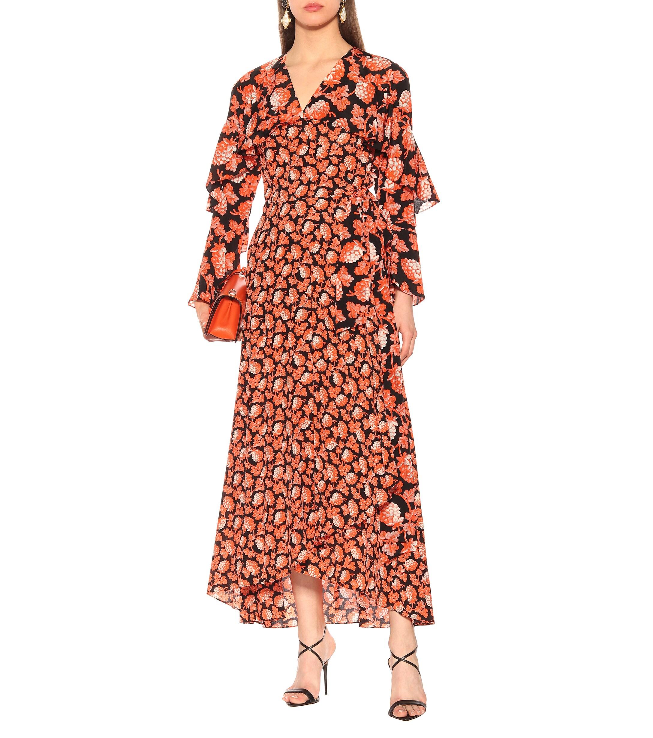Diane von Furstenberg Alice Floral Silk Wrap Dress in Orange - Lyst