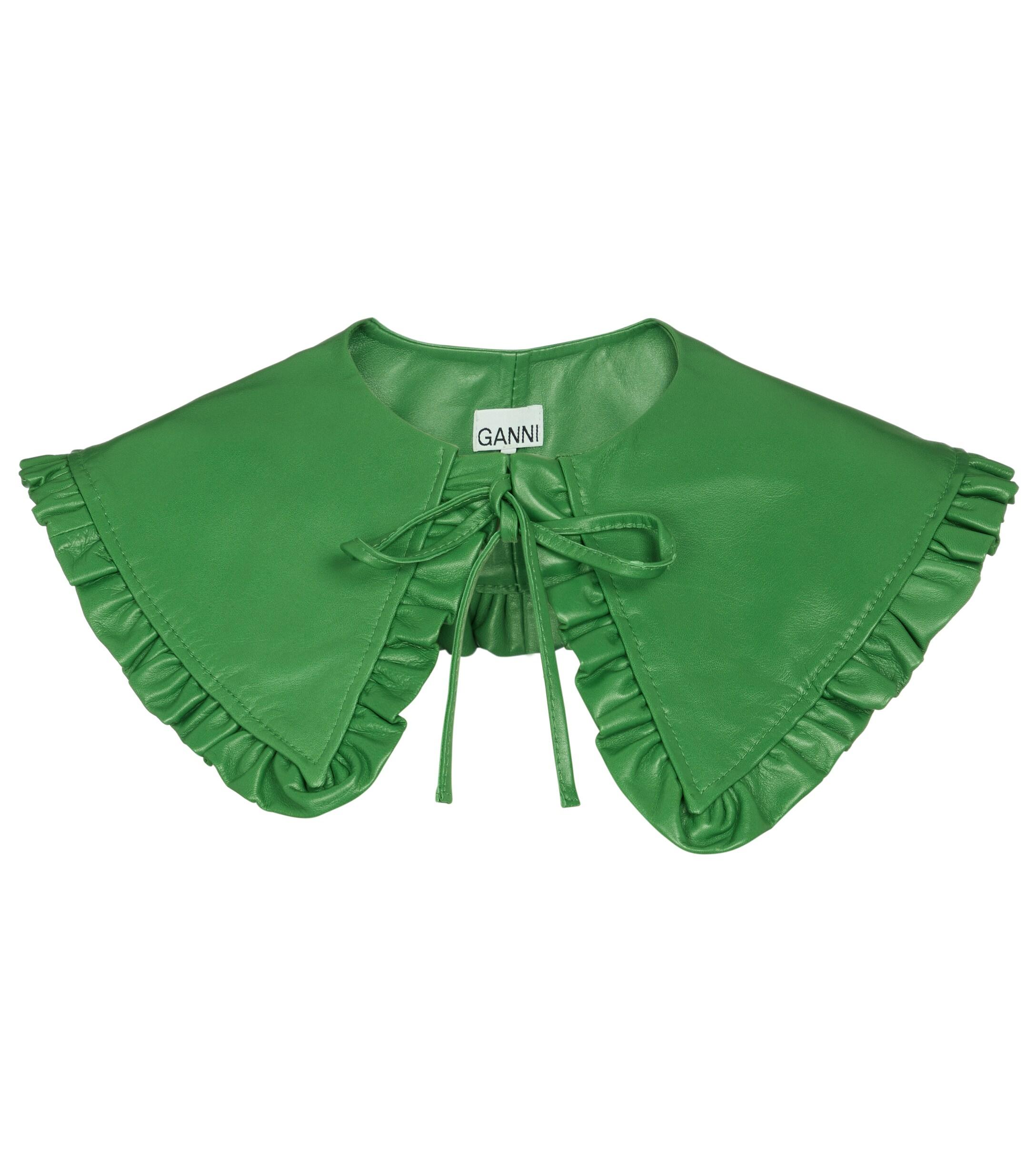 Ganni Leather Collar in Green | Lyst