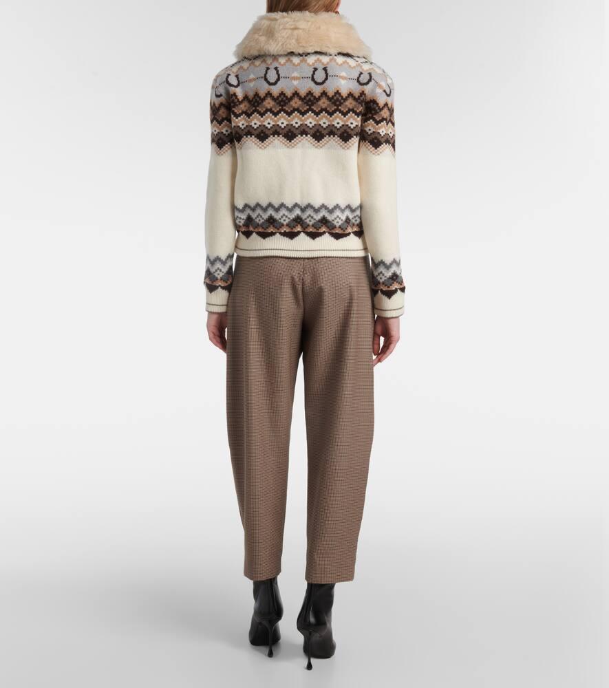 【関税&送料込】Stella Mccartney White Wool Bomber Jacket Wi Stella McCartney Fair Isle Virgin Wool Bomber Jacket in