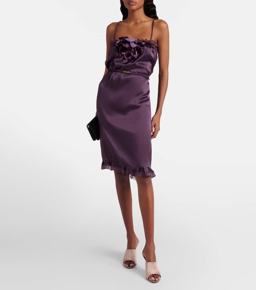 gucci silk taffeta dress GG silk twill dress in camel